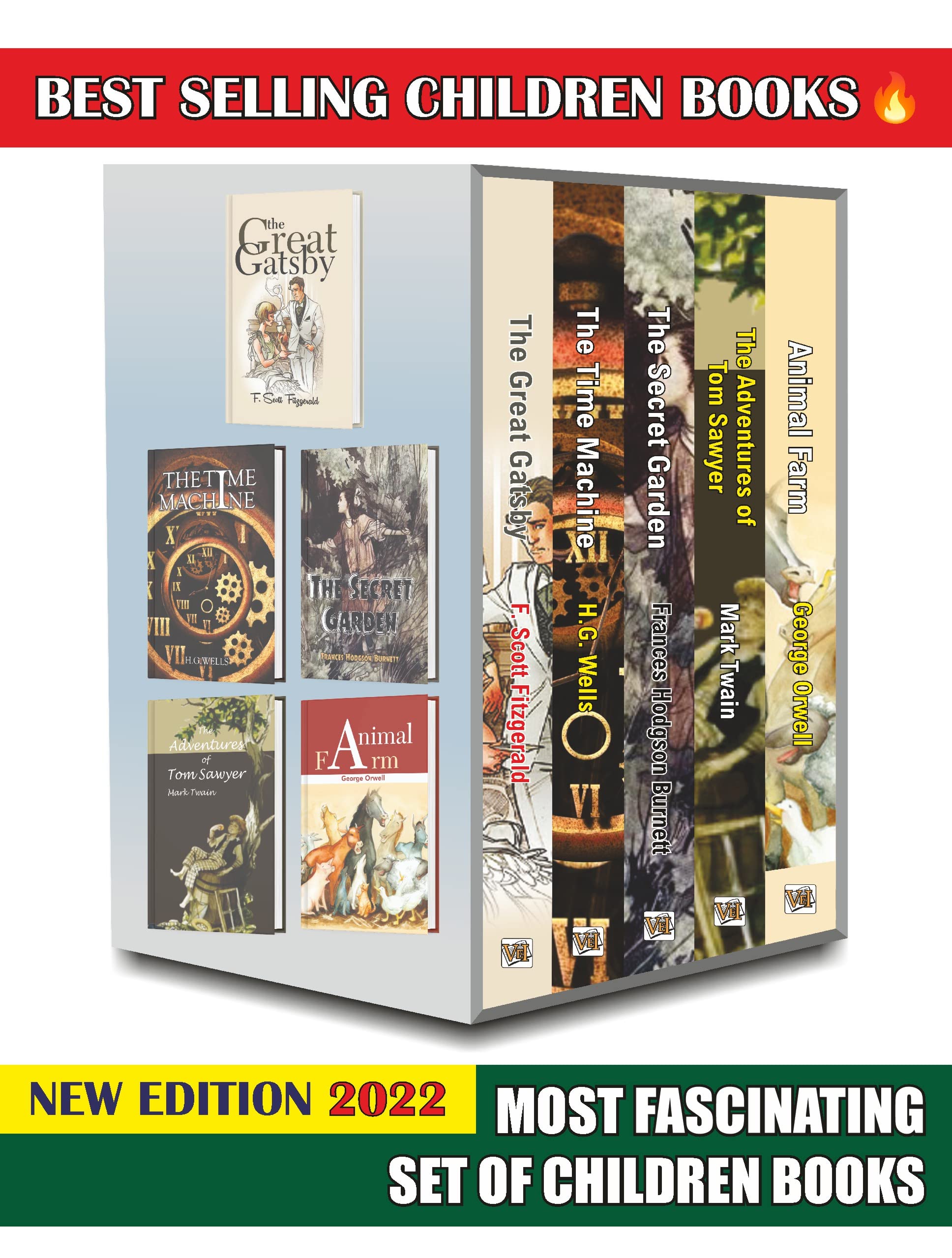 Most Exciting Classic Fiction Books Set Of 5, This Classic Books Set Comes With Time Machine Book, The Secret Garden, The Great 
