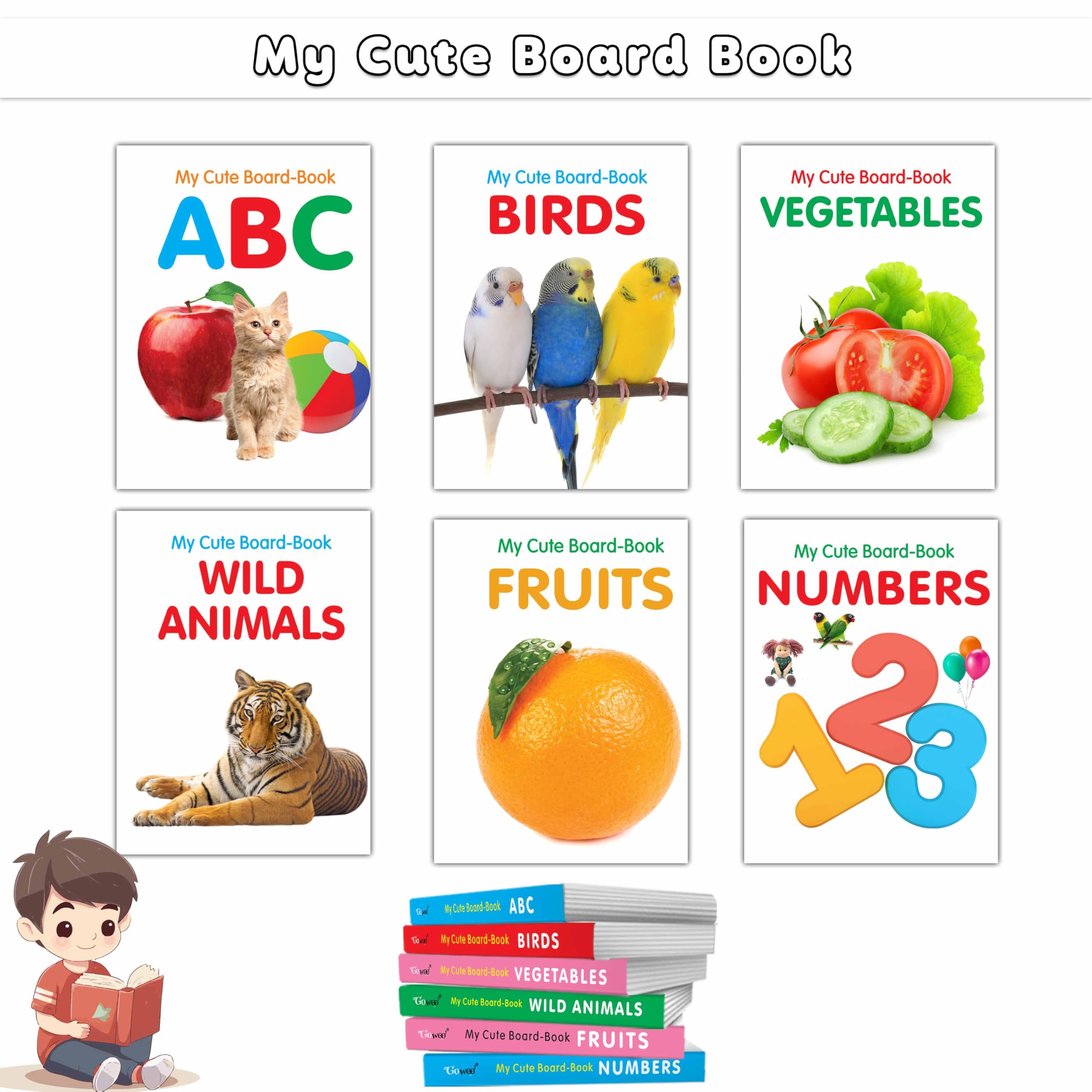 My First Kids Board Book ABC, Numbers, Fruits, Vegetables, Wild Animals, Birds  First board books for toddlers, Preschool learn