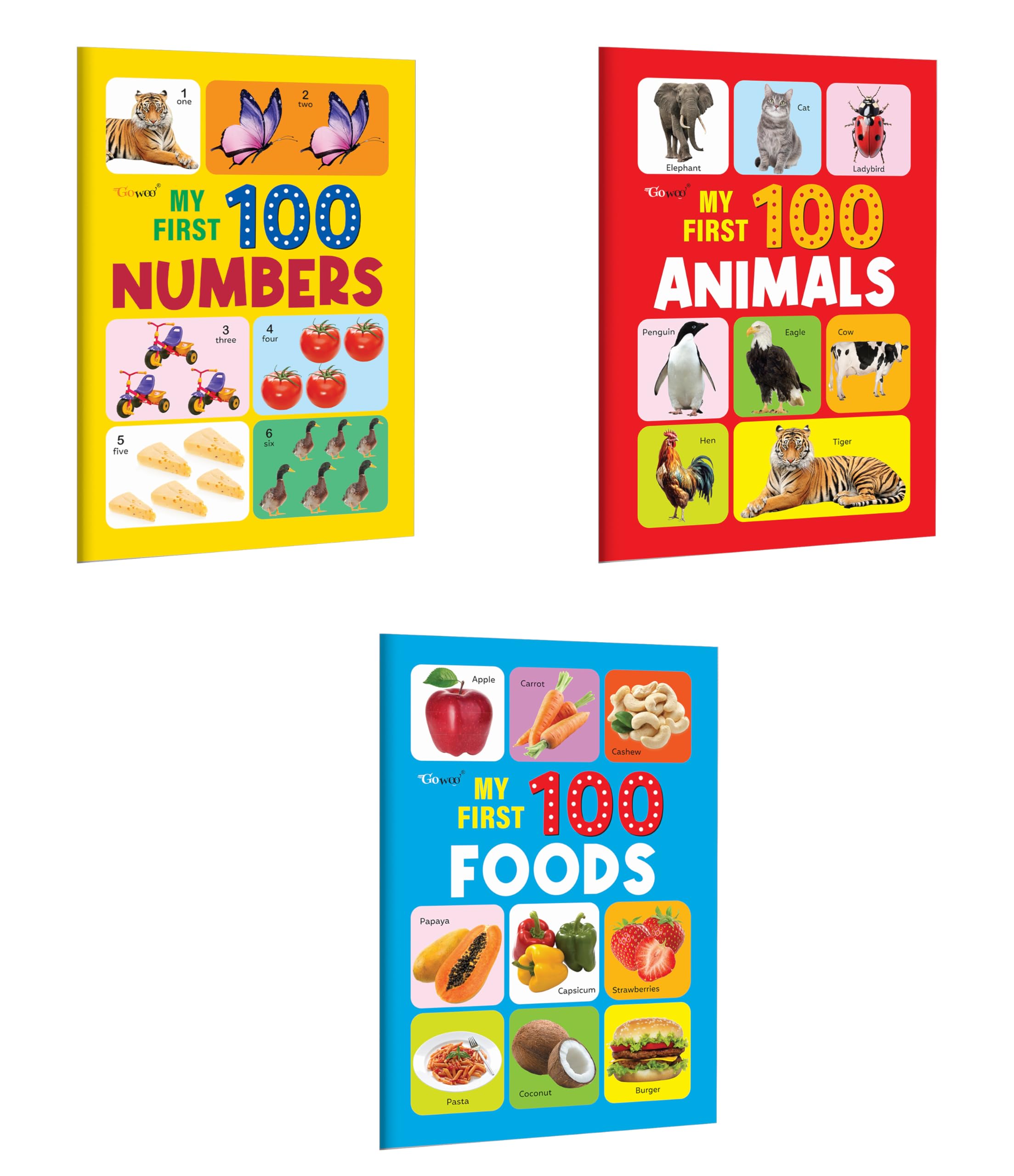My First 100  Animals, Foods & Numbers : Kids learning book, toddler picture book, preschool educational book, vocabulary buil