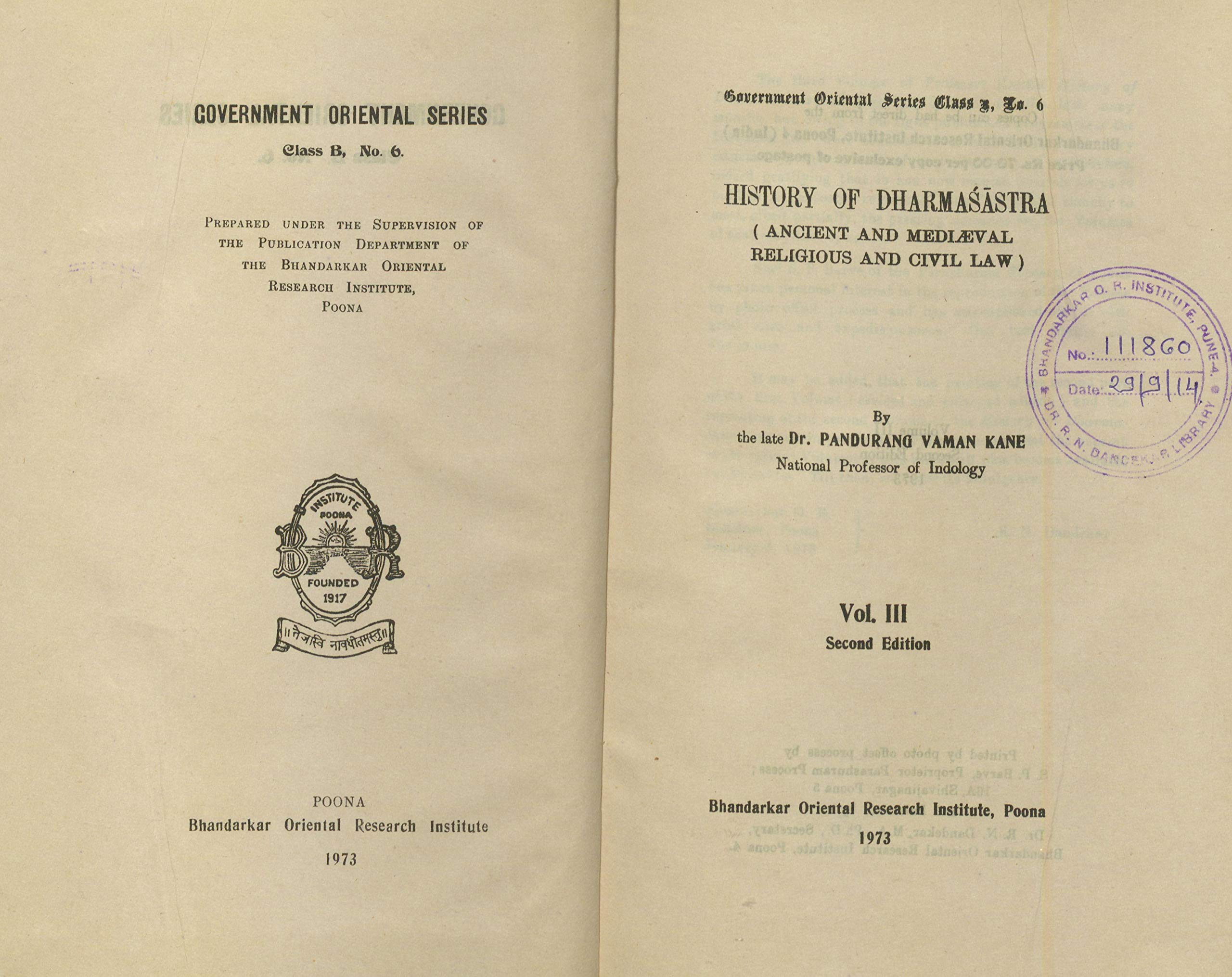 History Of Dharmasastra  Volume 3