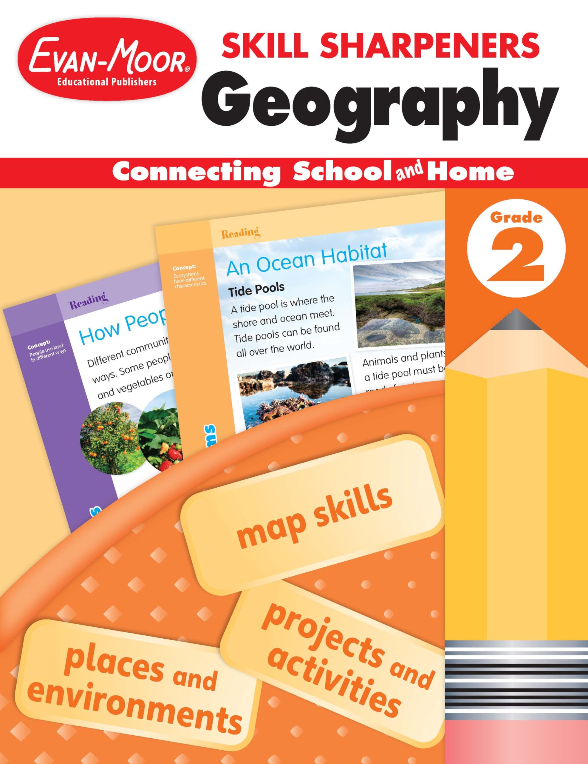 EvanMoor Skill Sharpeners: Geography, Grade 2 Activity Book  Supplemental AtHome Resource Geography Skills Workbook