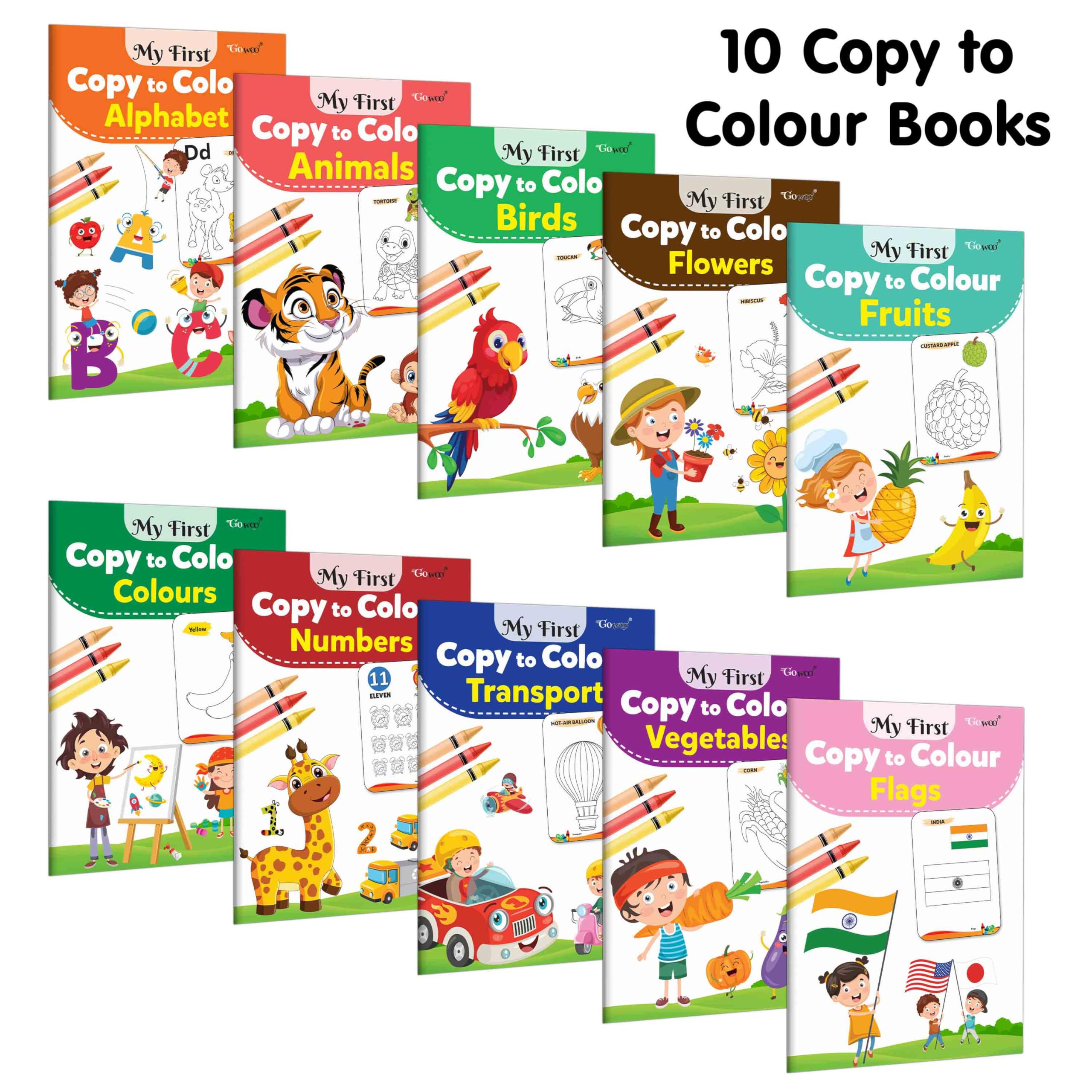 Coloring book Set of 10 for children : Essential Coloring Book Of All In One Pack, Early kids learning Coloring books, Set Of 10