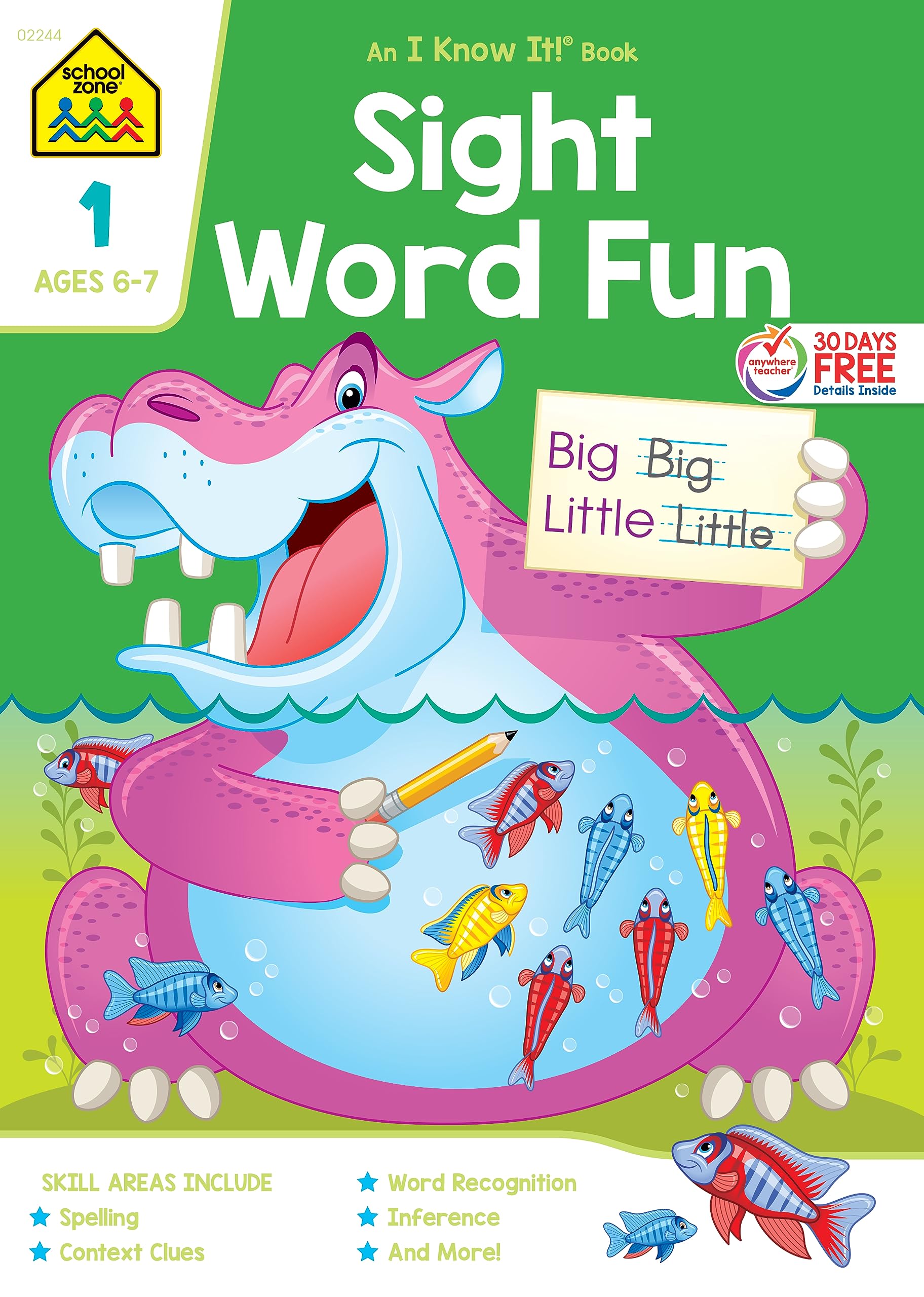 School Zone Sight Word Fun Workbook: 64 Pages, 1st Grade, Word Recognition, Spelling, Letter Sounds, Context Clues, Categorizing