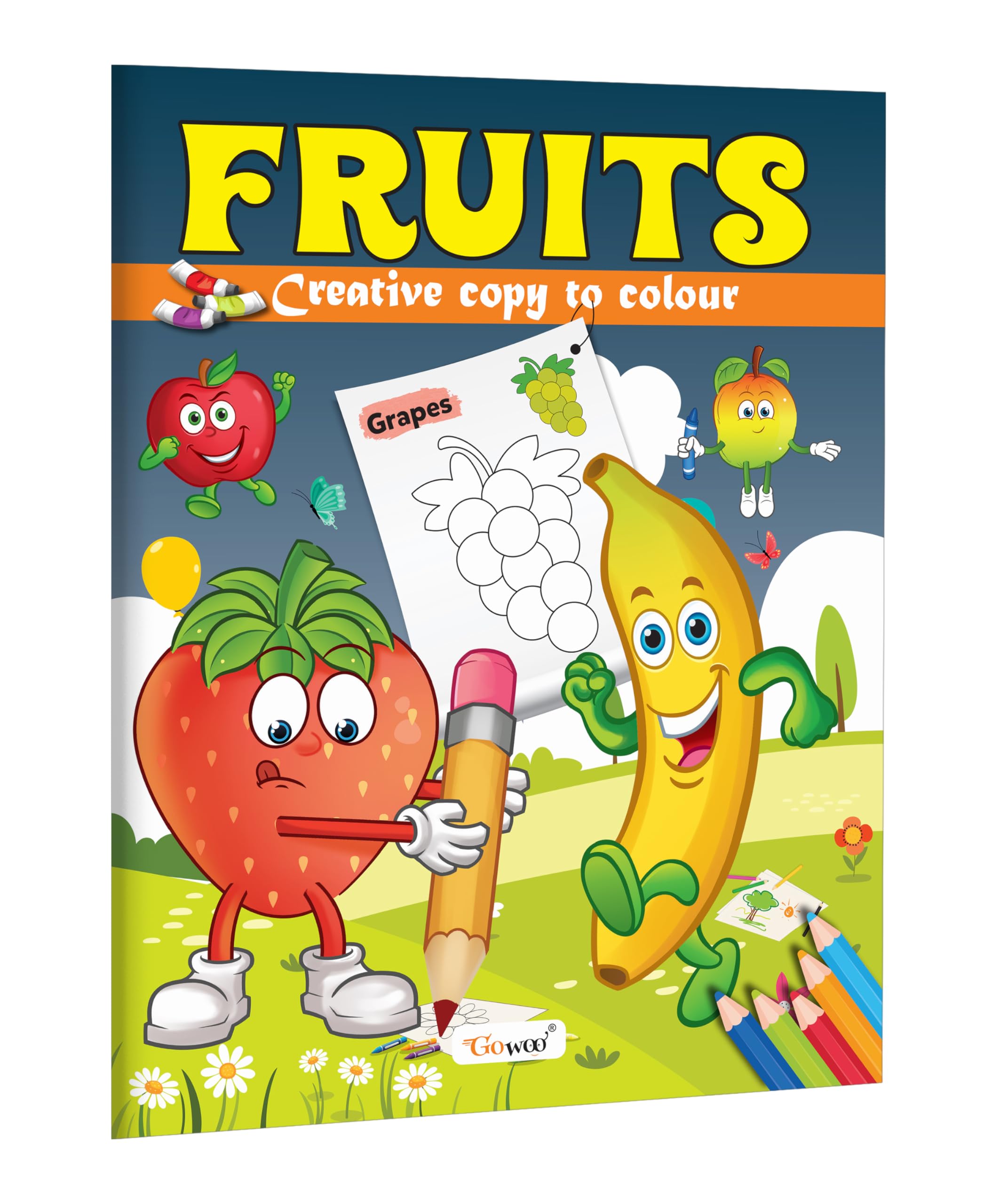 FruitsCreative Copy to Colour : Toddler Fun Coloring Book, Kids First Learning Activities, Fun Learning and Coloring Book for C