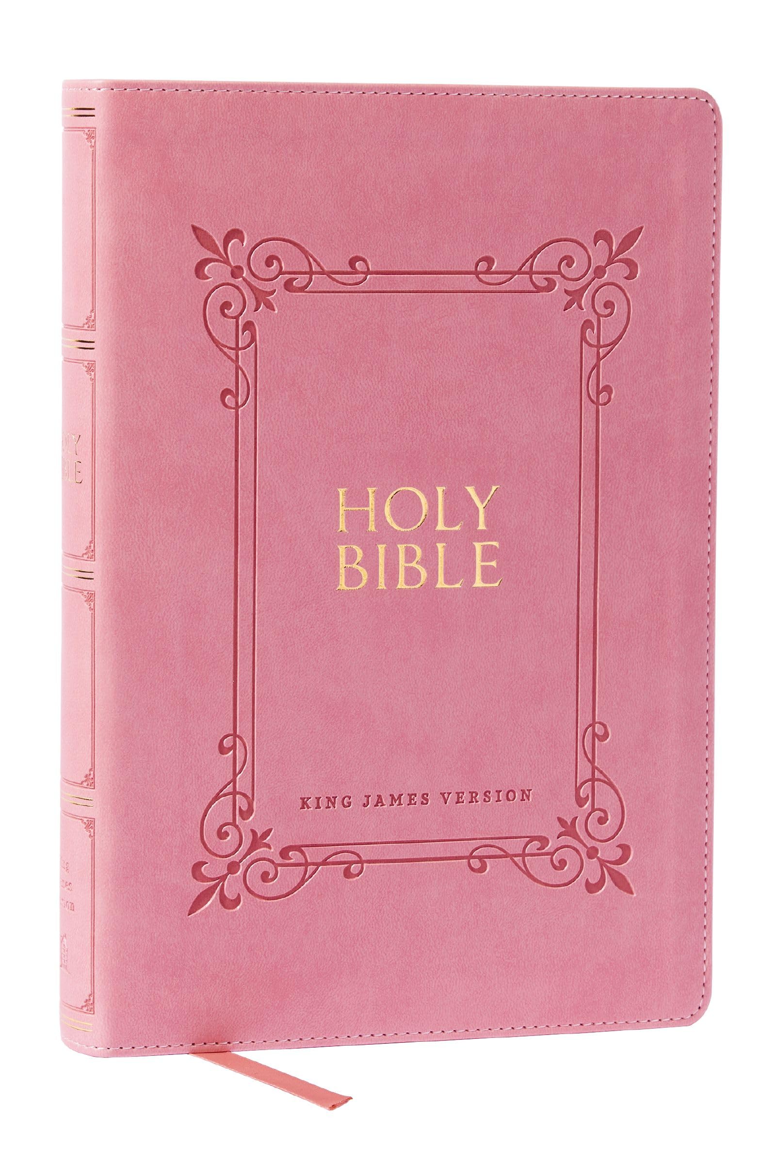 KJV Holy Bible: Large Print with 53,000 CenterColumn Cross References, Pink Leathersoft, Red Letter, Comfort Print (Thumb Index