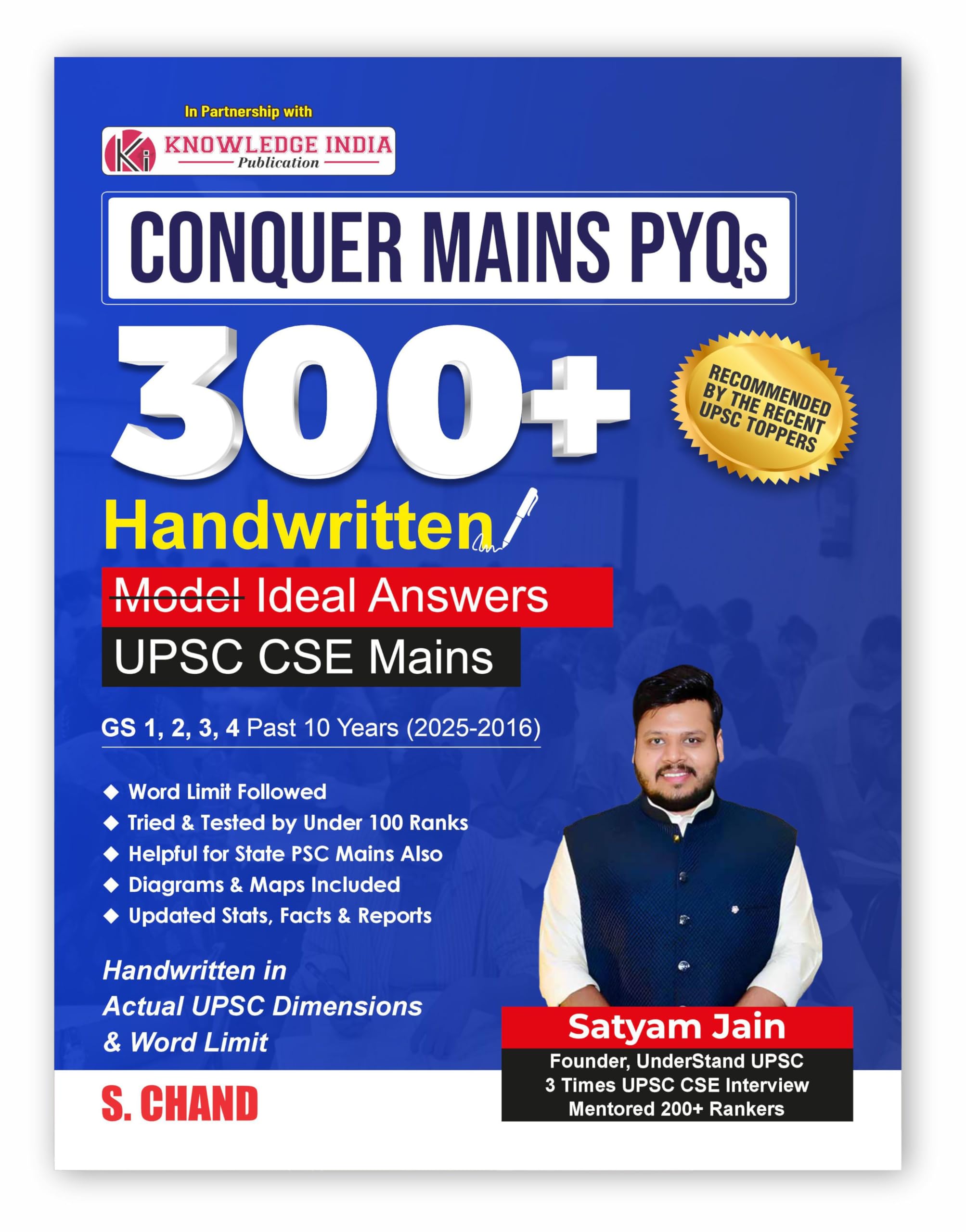 UPSC Conquer Mains PYQs 300+ Handwritten Notes Model Answers Book for UPSC CSE & State PSC Main Exam 2026 | 10 Year Exams PYQ GS