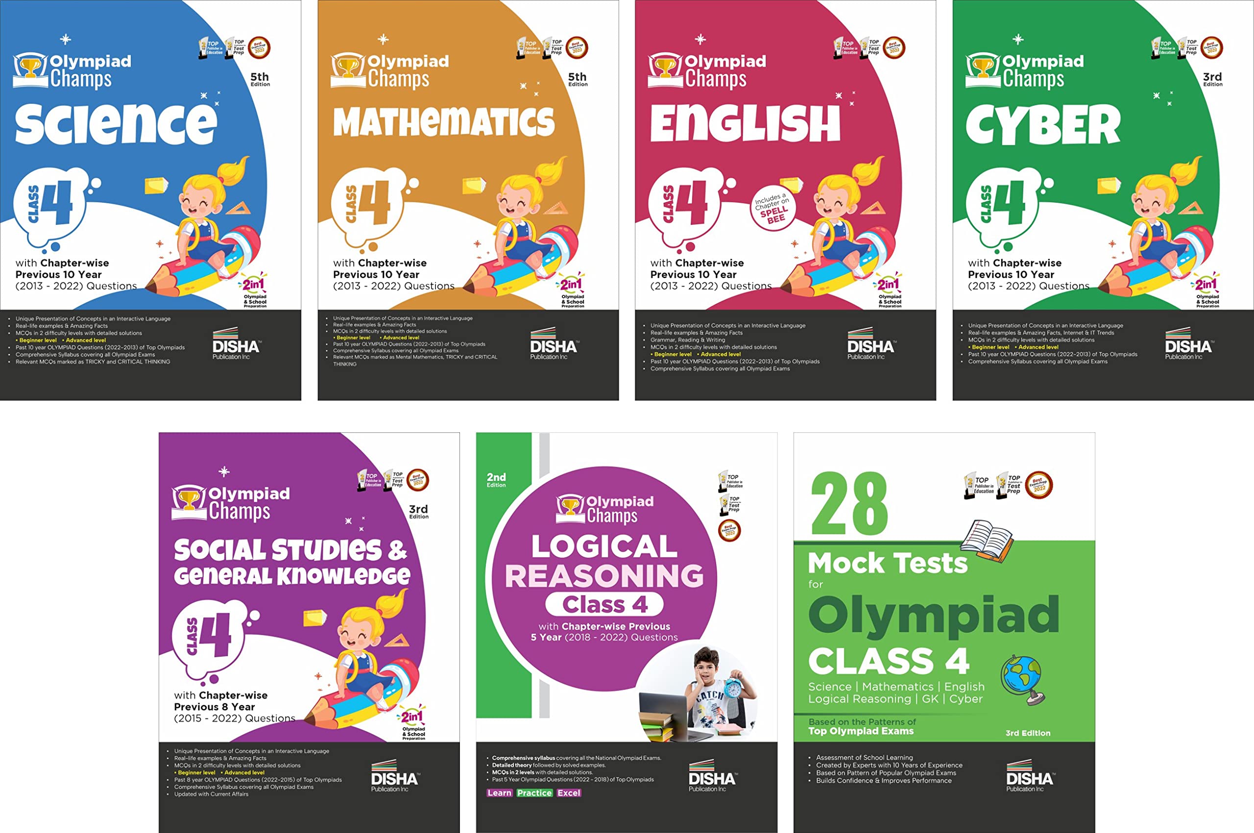 Olympiad Champs Science, Mathematics, English, Logical Reasoning, Cyber & Gk Class 4 With 28 Mock Tests (Set Of 7 Books) 3Rd Edi