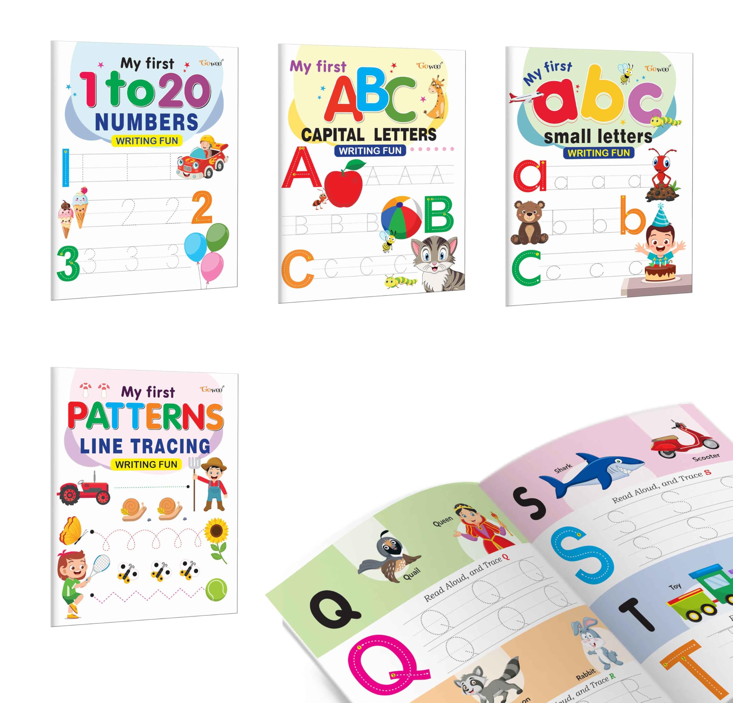 My First Capital Letters ABC, Small Letters abc, Numbers 120 and Line Tracing Patterns Writing Fun : toddler writing and learni