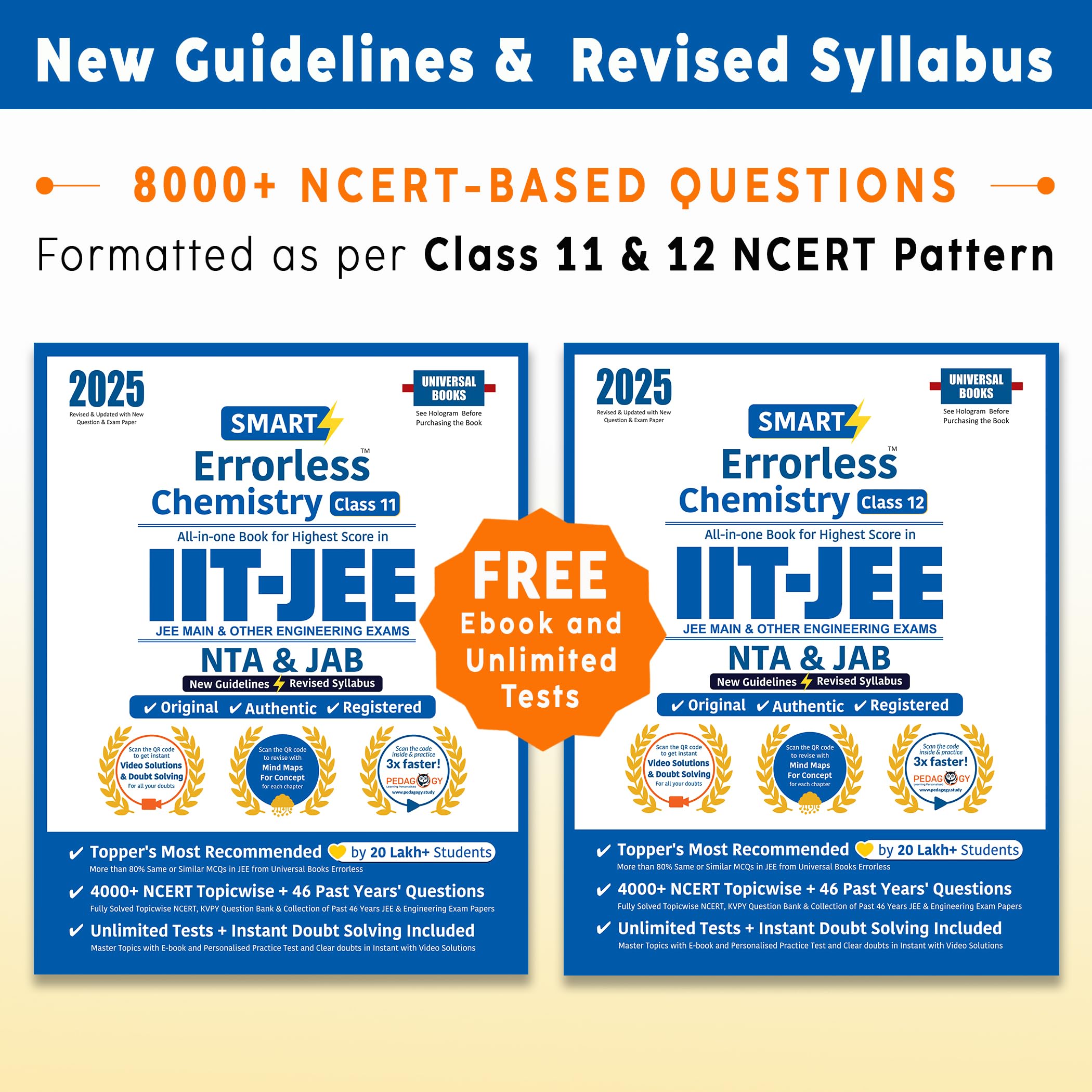 Smart Errorless Chemistry JEE 2025 Class 11 & 12  NCERT Based | 8000+ New Pattern Questions | 46 Past Years Papers | Revised Sy