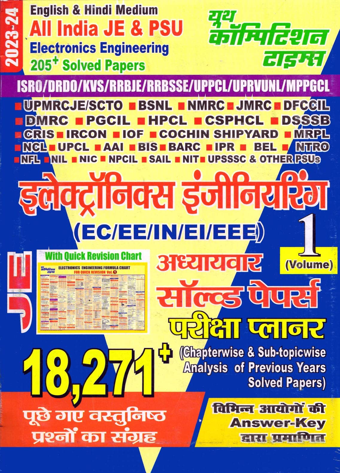 YOUTH COMPETITION TIMES Electronic Engineering EC/EE/IN/EEE Chapterwise Solved Paper vol 1 ( English and Hindi medium )