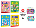 Doodle Colouring for kids  Blue, Pink, Yellow and Green Edition with 10 Wax Crayons and 12 Water Colour Sketch Pen : Early Lear