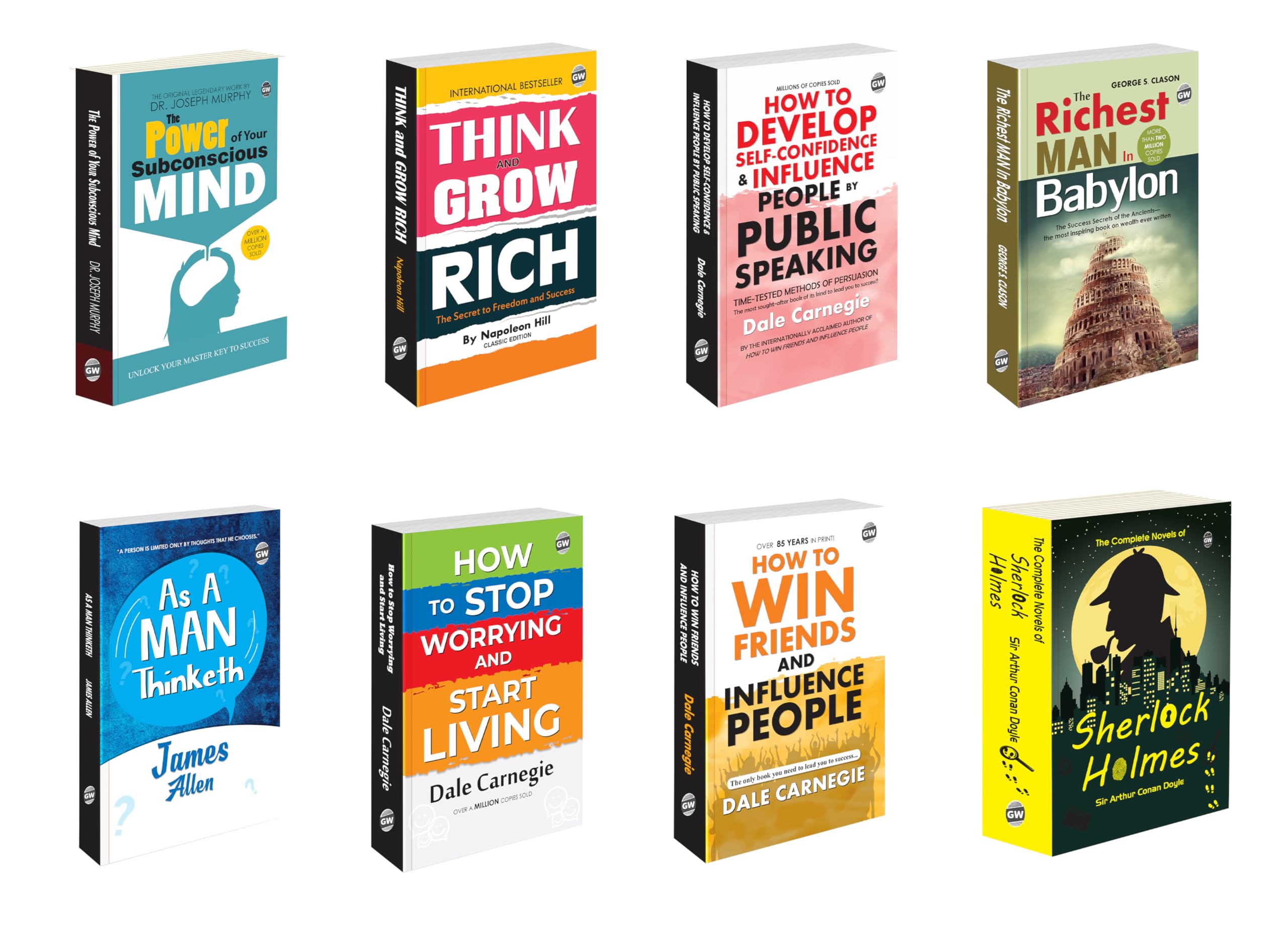 The Power of Your Subconscious Mind, Think & Grow Rich and more : Motivational & SelfHelp Combo, Dale Carnegie self help set, 
