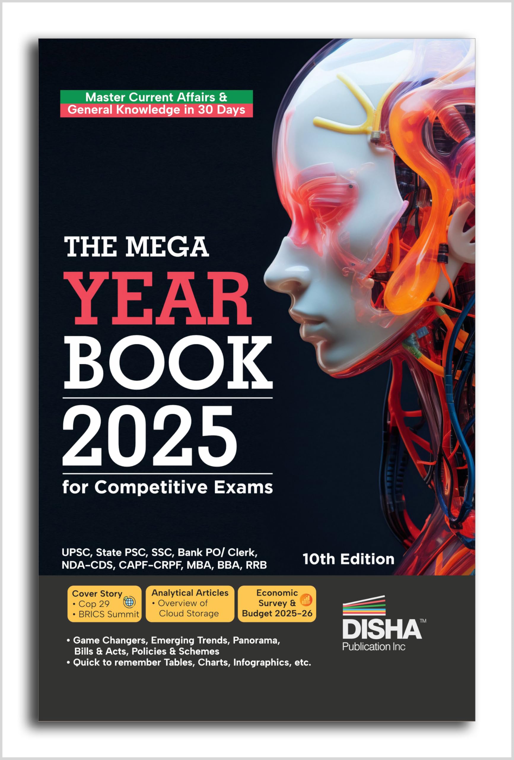 Disha The Mega Yearbook 2025 For Competitive Exams  10Th Edition | General Knowledge, Studies & Current Affairs | Upsc, State P