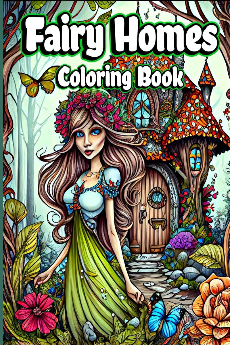 Fairy Homes Coloring Book : Adult Fantasy Fairies with Magical Mushroom Houses and Beautiful flowers for relaxation and Anxiety 