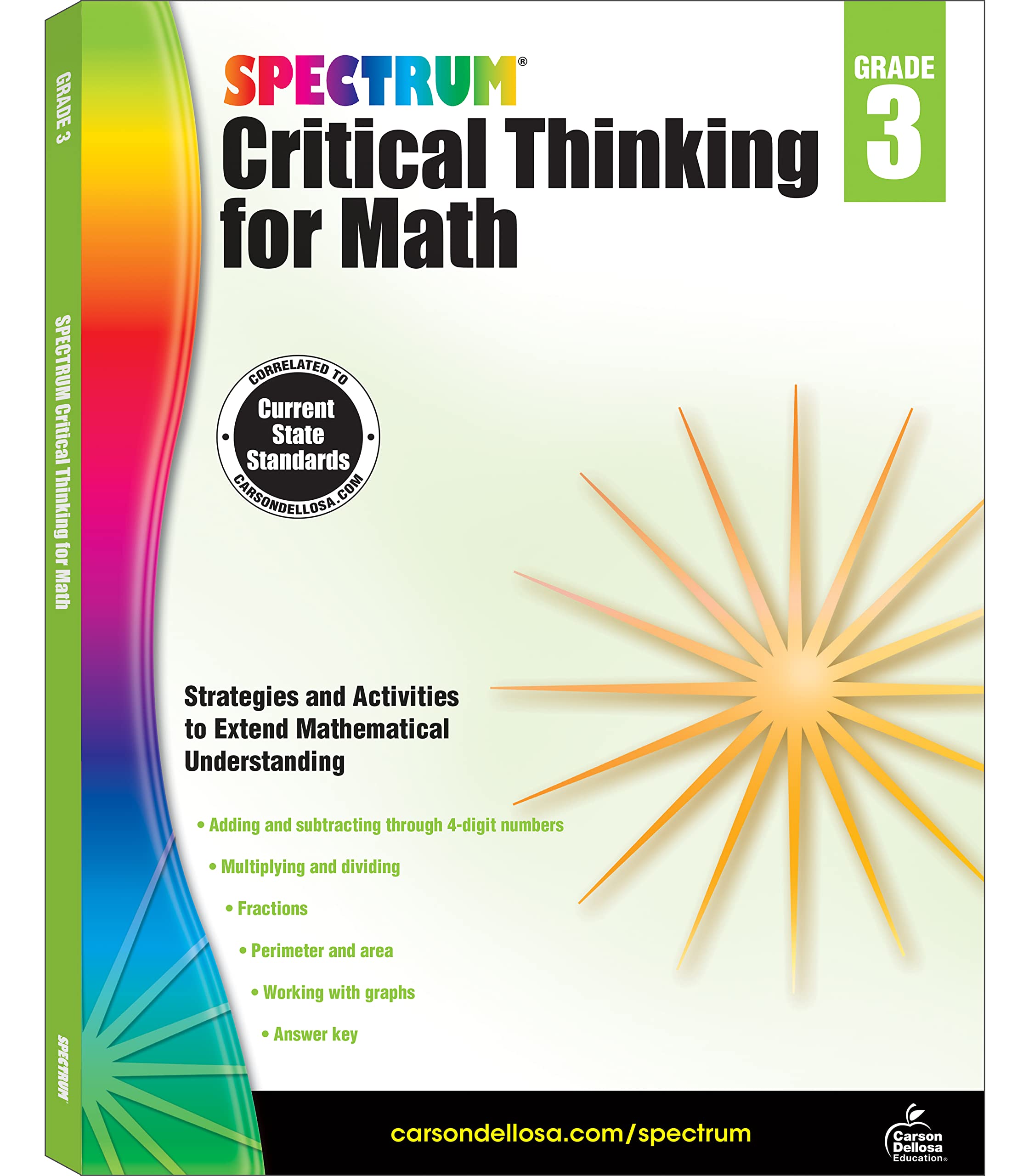 Spectrum Grade 3 Critical Thinking for Math Workbook, Addition and Subtraction With Up to 4 Digit Numbers, Multiplication, Divis