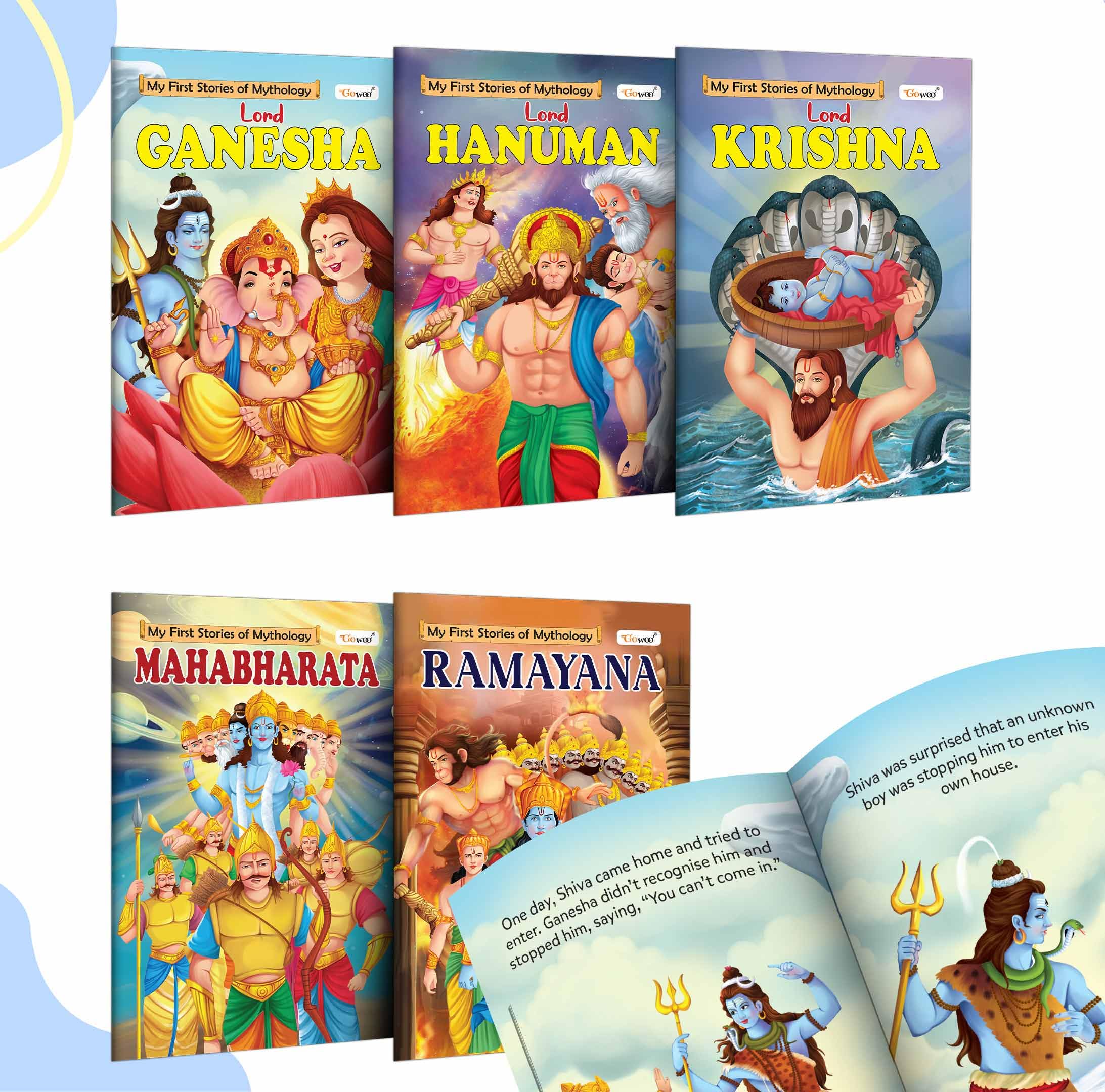 Ganesha, Hanuman, Krishna, Mahabharat and Ramayan  My First Mythology Story : illustrated mythology storybooks for kids, educat
