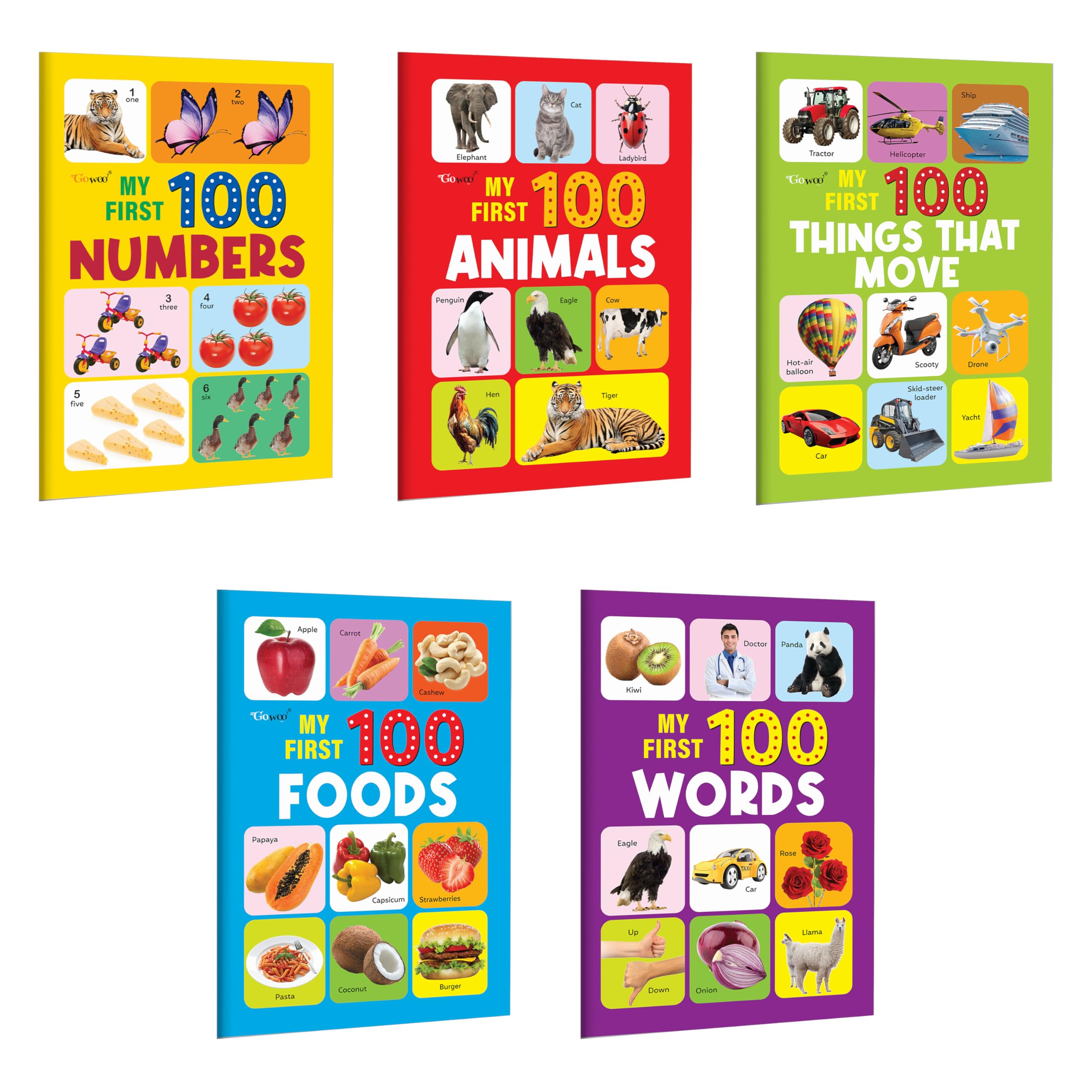 My First 100  Animals, Foods, Numbers, Things that Move and more : Allinone learning combo, preschool picture set, toddler e