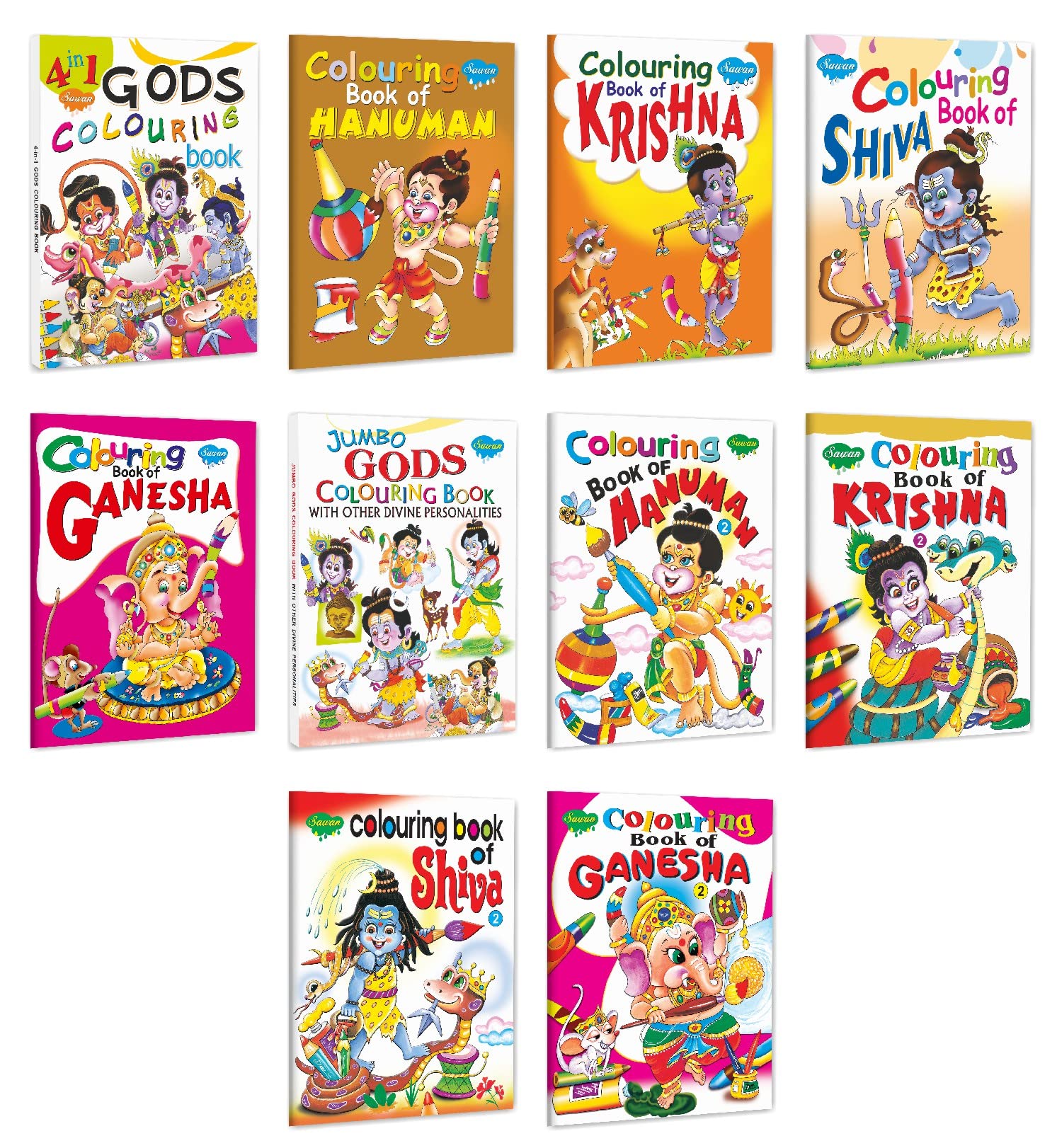 Complete Set Of Gods Colouring Books | Pack Of 10 Books [Paperback] Sawan