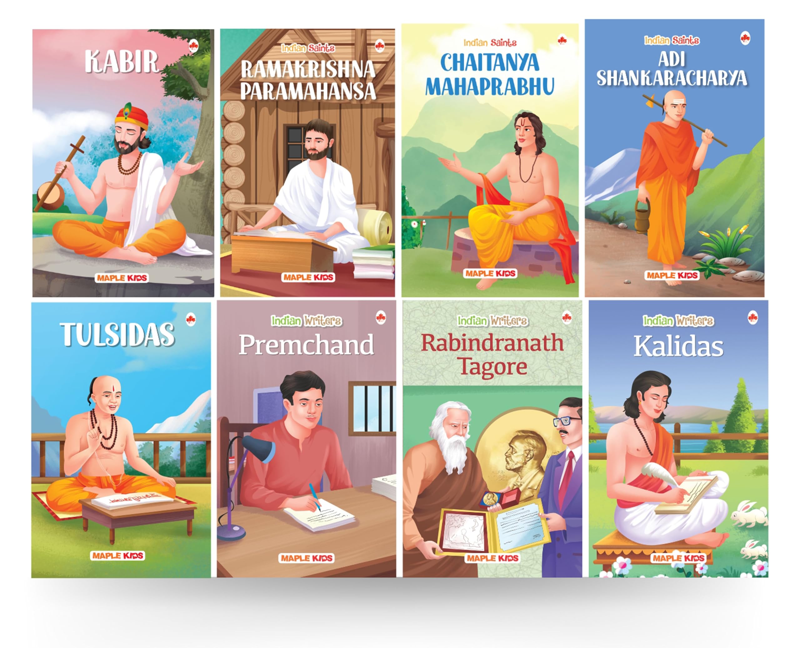 Story Books for Kids  Indian Saints and Writers (Set of 8 Books) (Illustrated)  Ramakrishna Paramahansa, Shankaracharya, Chait