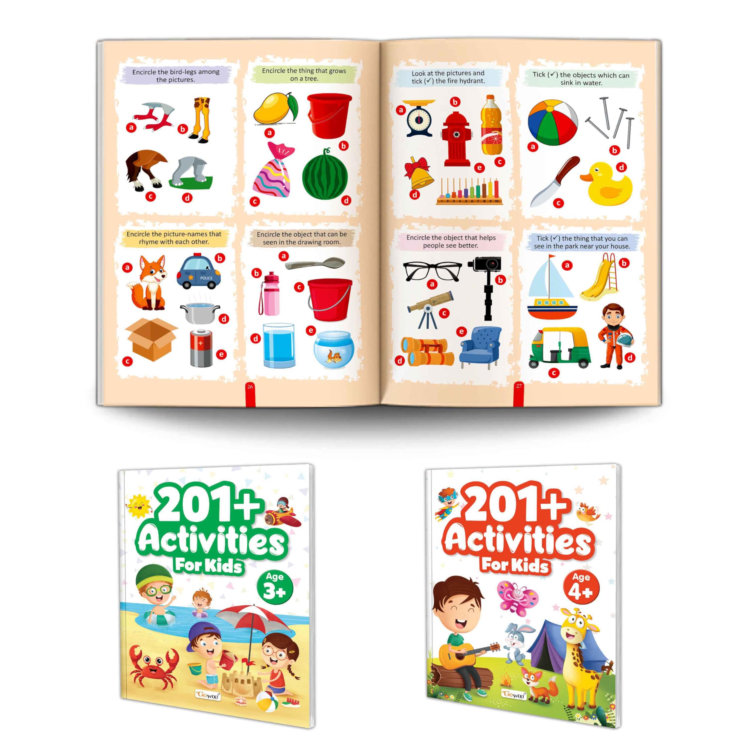 201+ Activities for Kids Age 3 and 4+ : activity books with mazes and rhymes, all in one activity book, all about me preschool b
