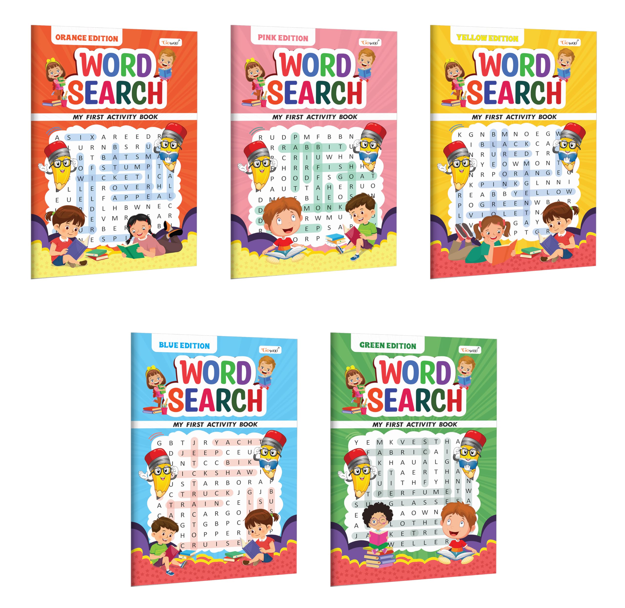 My First Activity Book Word Search  Yellow, Green, Blue, Pink and Orange Edition : Fun Activity Book For Children, Brain Booste
