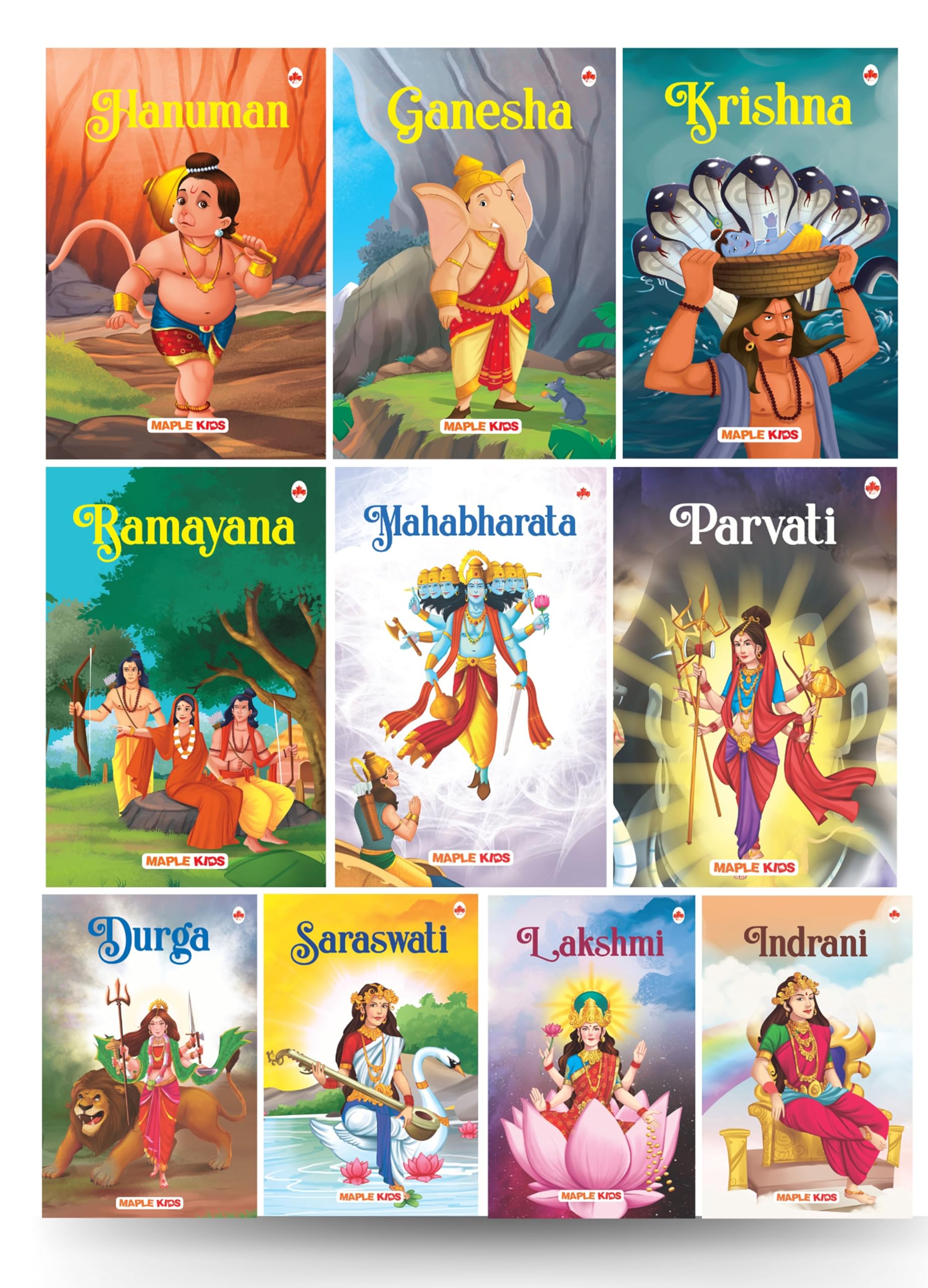 Story Books for kids  Gods and Goddesses (Set of 10 Books)  Mahabharata, Krishna, Hanuman, Ganesha, Ramayana, Parvati, Lakshmi