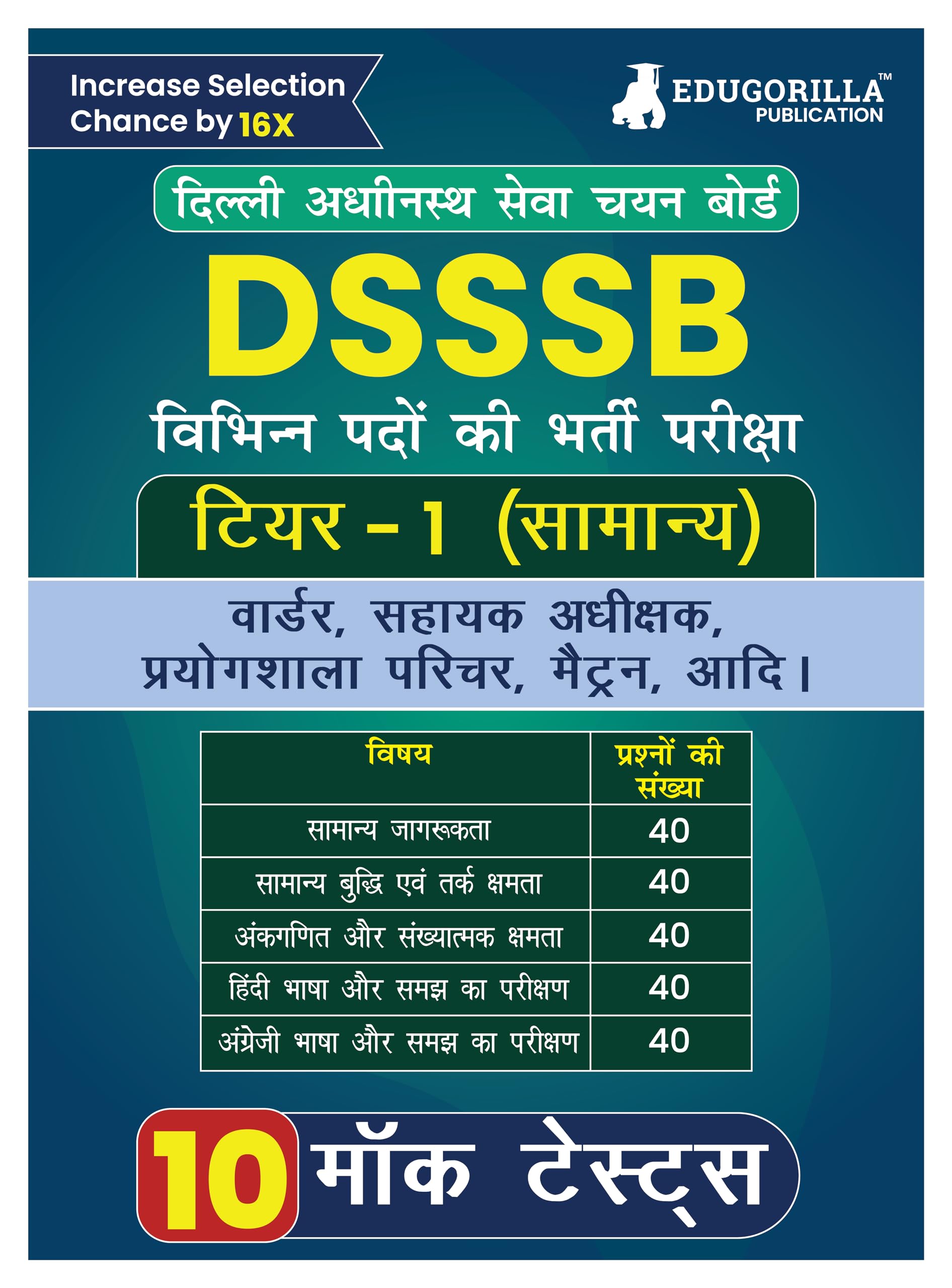 Dsssb Various Post Recruitment Exam 2024 (Hindi Edition) | Tier1 (General)  Warder, Matron, Laboratory Attendant, Assistant Su