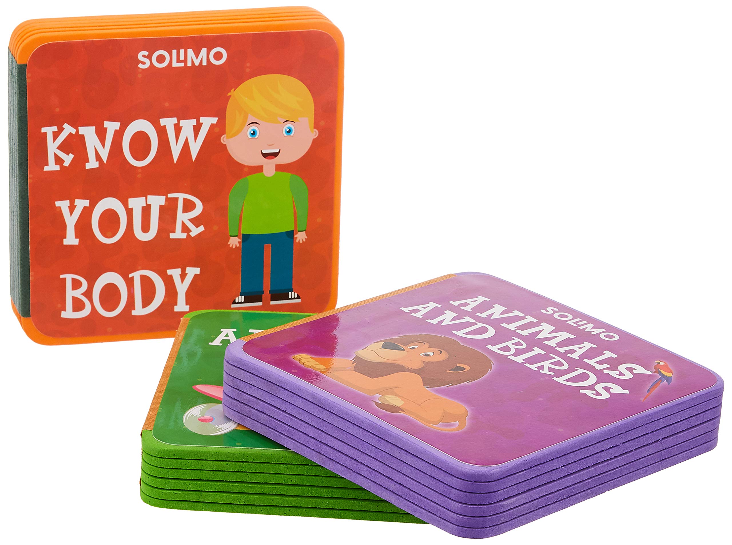 Amazon Brand  Solimo My Very First Foam Books (Set Of 3, Alphabets, Know Your Body, Animals & Birds)