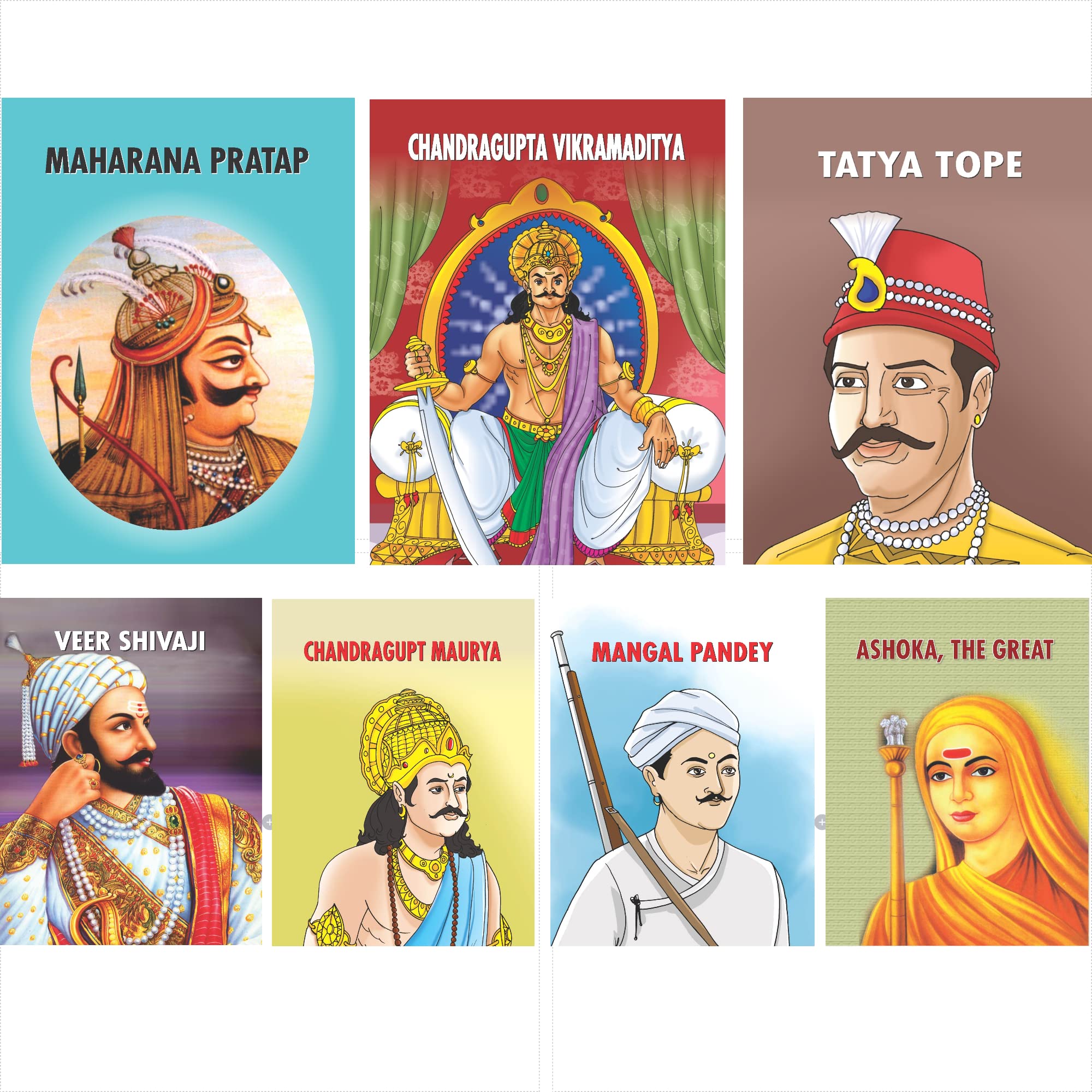 Bharat Ke Veer Yoddha ( 16 Color Pages Each Story Books for Children Sets of 7) (Indian Warriors  English Book) [Paperback] Sum