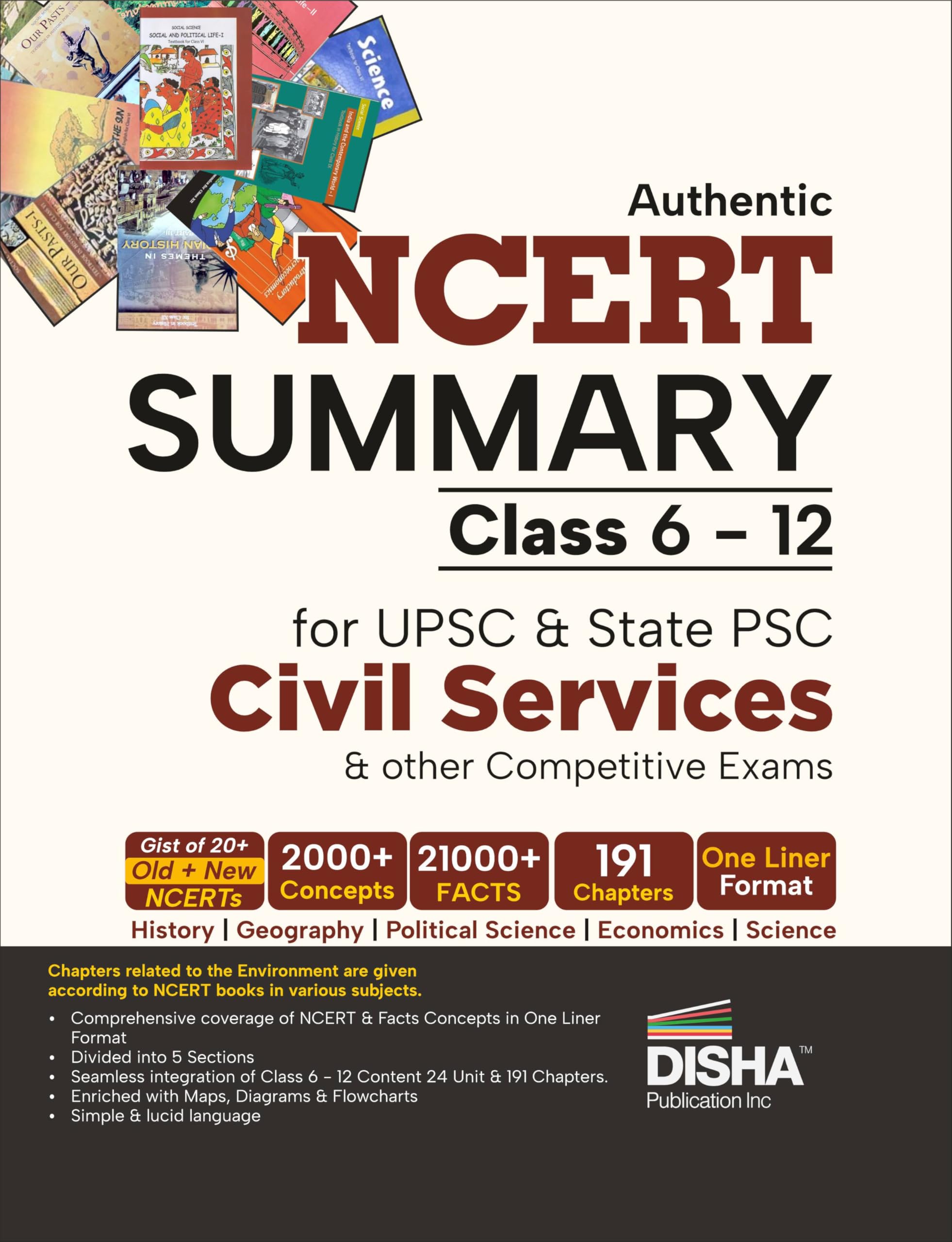 Disha Authentic Ncert Summary (Class 6 To 12) For Upsc & State Psc Civil Services & Other Competitive Exams | Old & New Ncer One