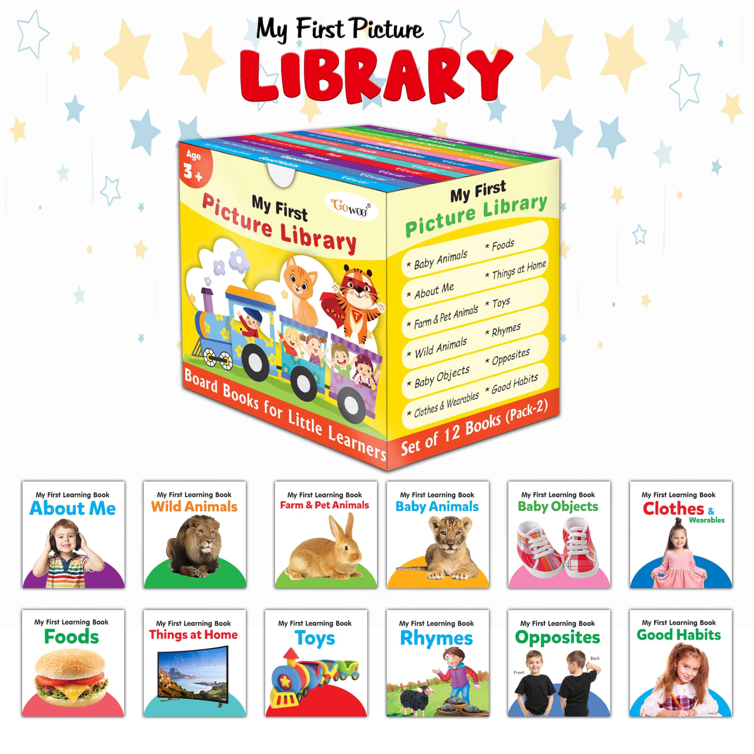 My First Picture Library Box Of 12 (PreSchool Books) | Gift Set For Kids in Yellow