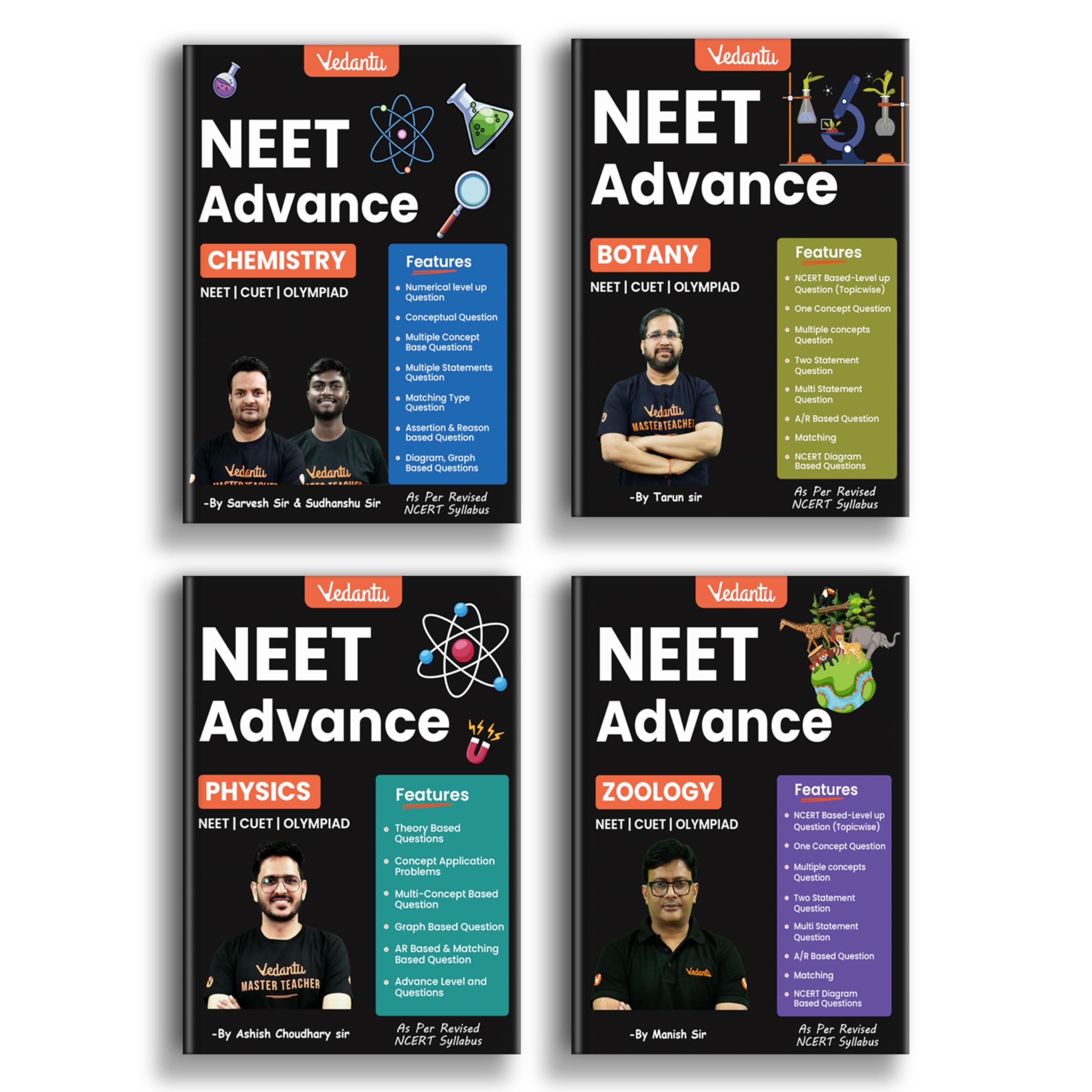 Vedantu NEET Advance Physics, Chemistry, Botany & Zoology Question Books Combo of 4 | NEETUG 2026, CUET & Olympiad Prep | NCERT