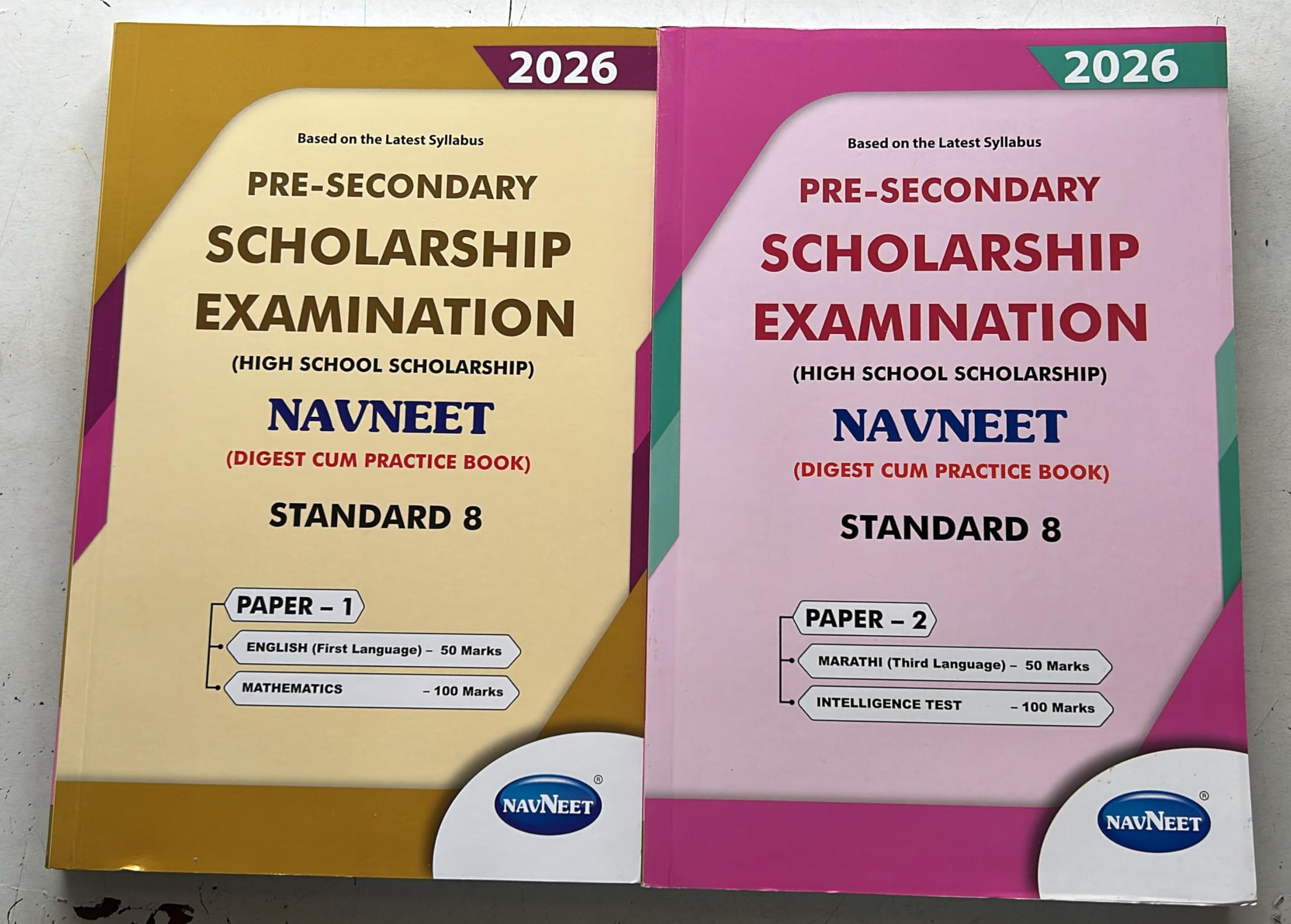 Navneet Scholership Exam Book Std 8Th Paper1 English Medium & Navneet Sholership Exam Book Std 8Th Paper2 English Medium New E