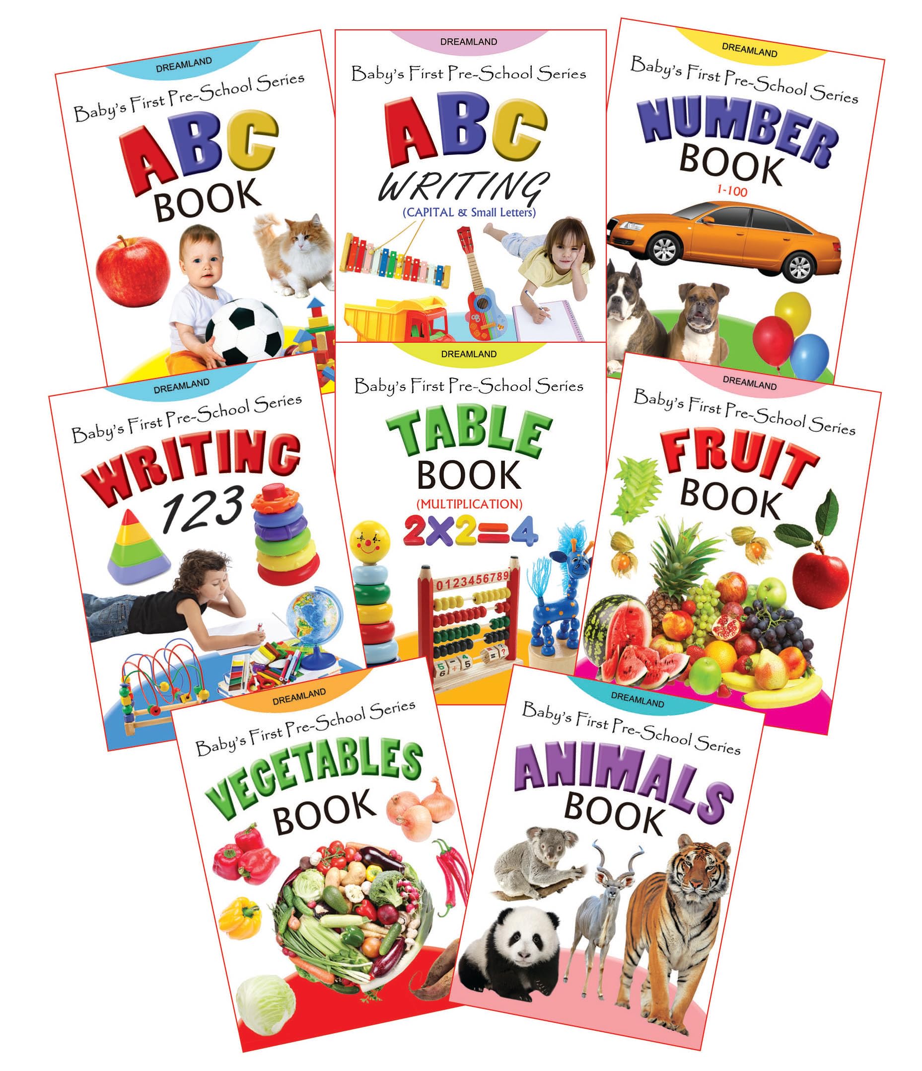 Babys First PreSchool Series  8 Book Pack for Kids Ages 24 | ABC, Number Writing, Numbers, Animals, Fruits, Vegetables, Table