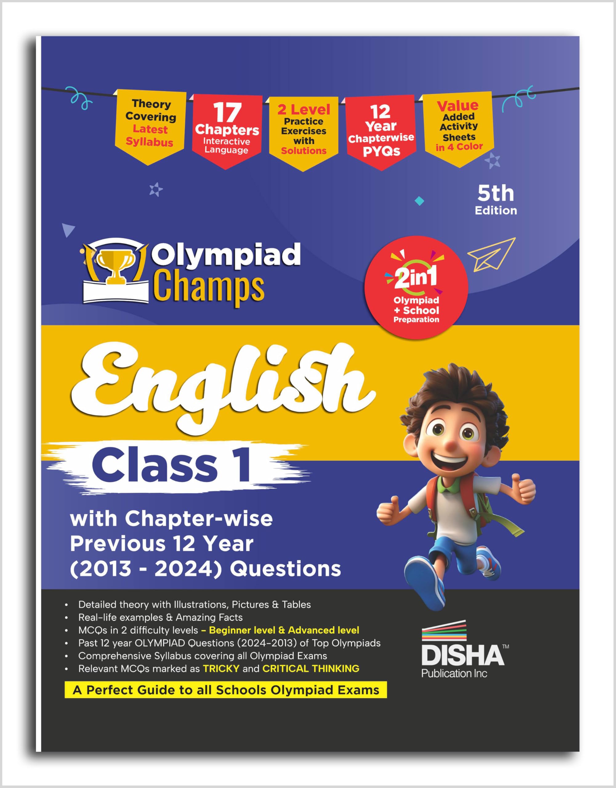 Old Edition  Disha Olympiad Champs English Class 1 With ChapterWise Previous 12 Year (2013  2024) Questions 5Th Edition | Com