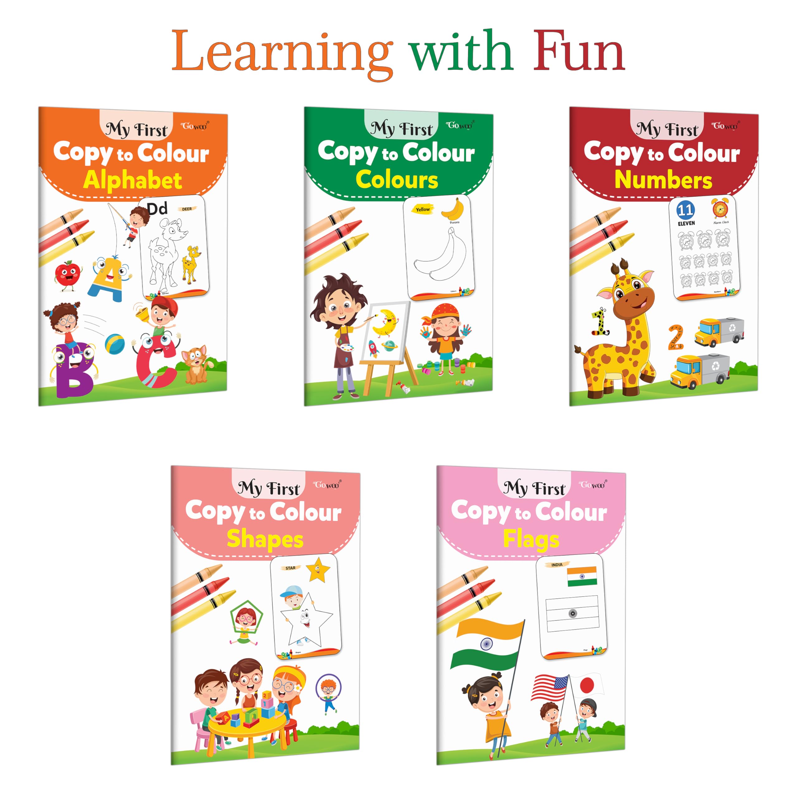 My First Copy to Colour  Alphabet, Colours, Numbers, Shapes and Flag : Early learning preschool book, Educational tracing fun,