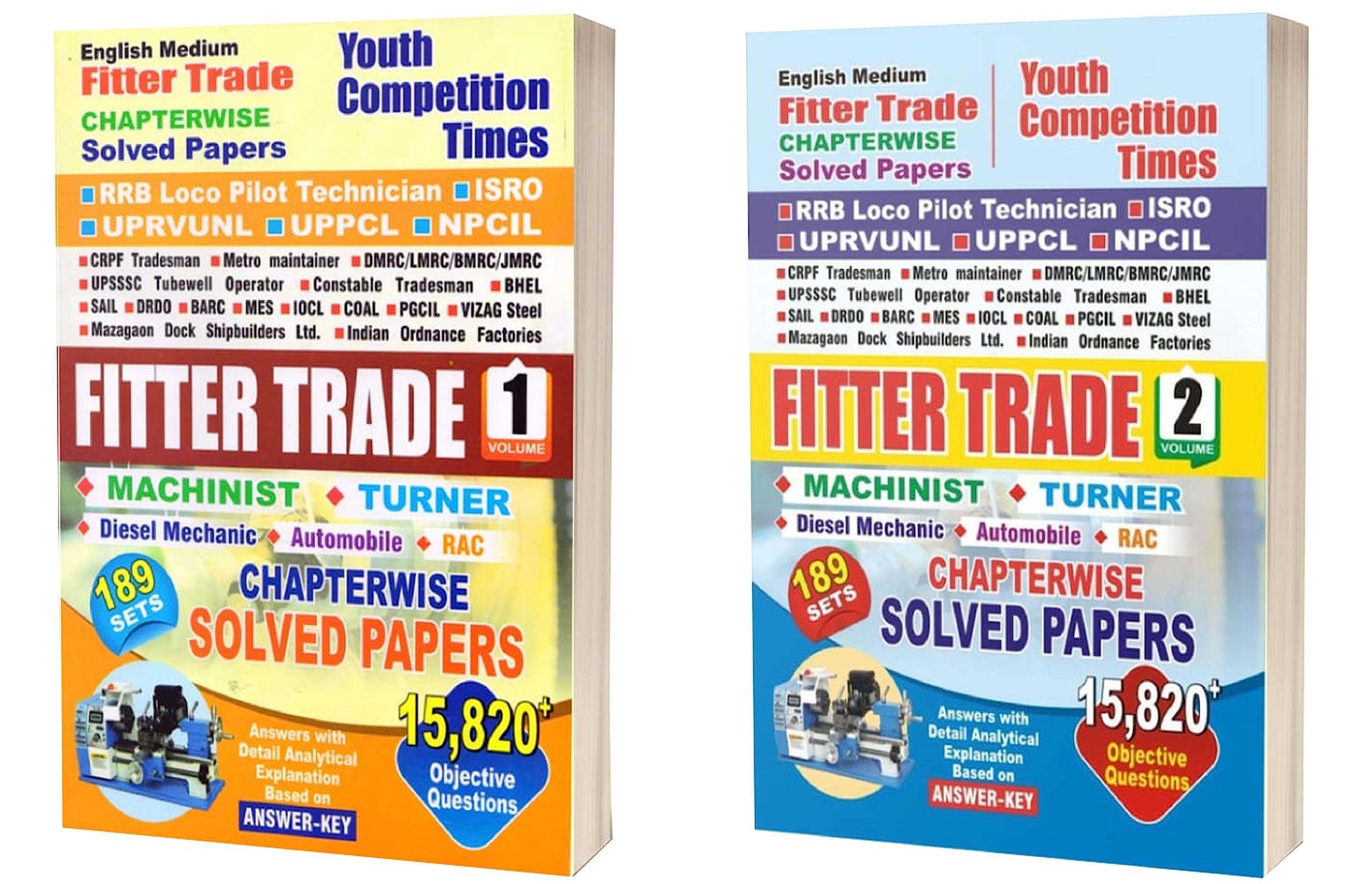 Youth Competition Times Fitter Trade (Vol.1 + Vol.2)|Chapterwise Solved Papers|RRB Loco Pilot Technician|ISRO|UPRVUNL|UPPCL|NPCI