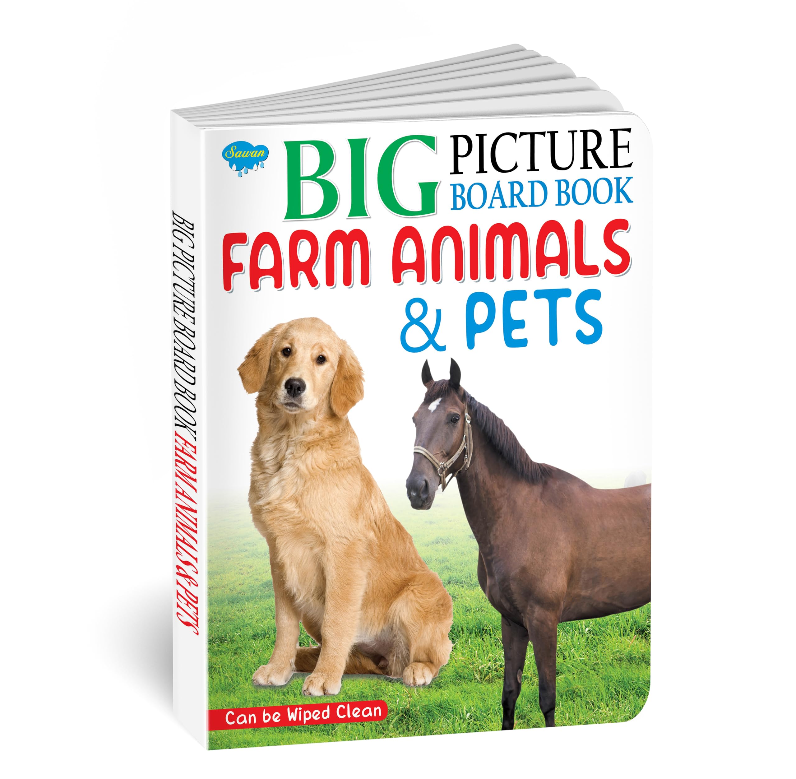 Big Picture Board Book Farm Animals & Pets | Can Be Wiped Clean [Hardcover] Sawan