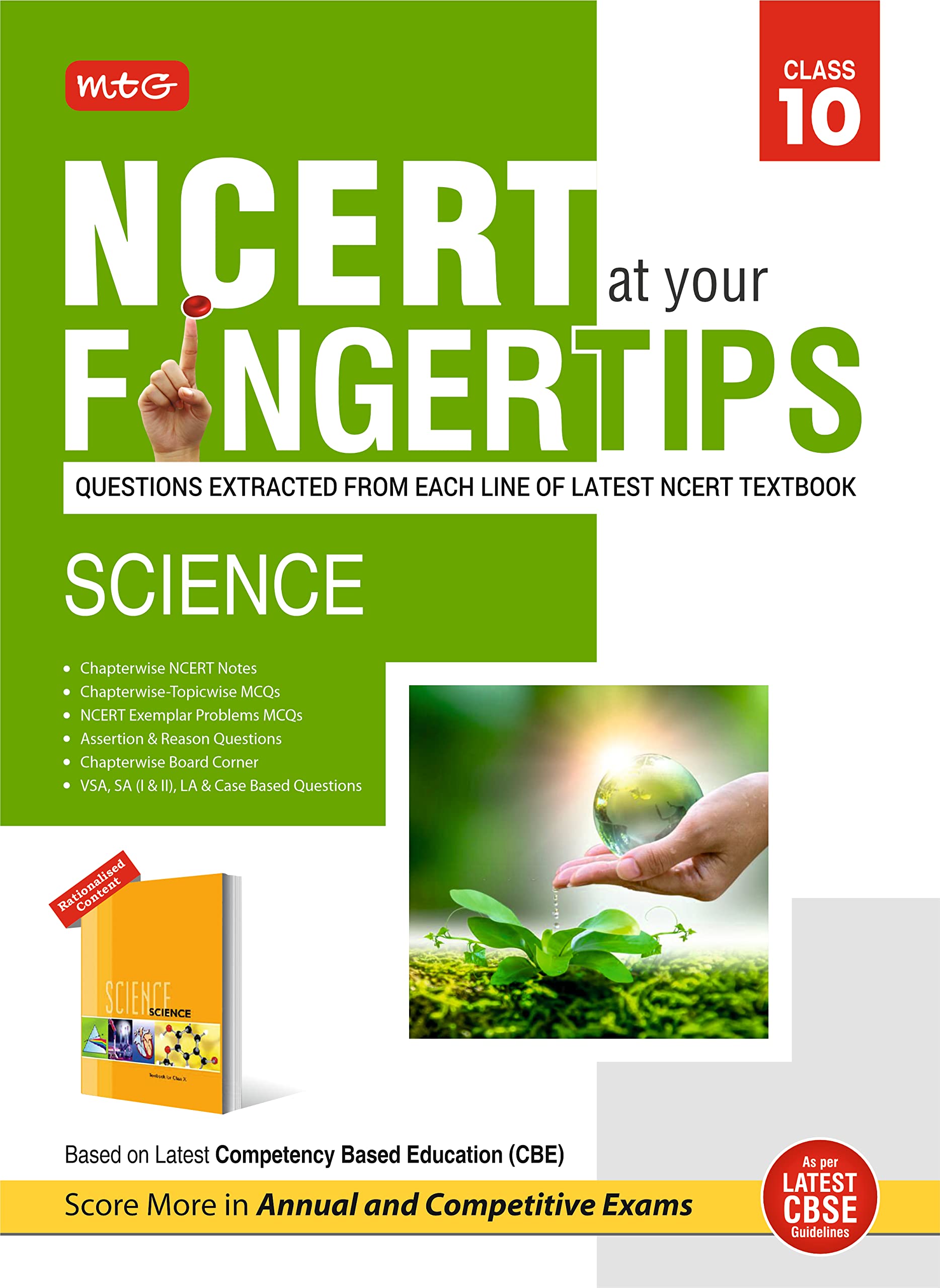 MTG NCERT at your Fingertips Class 10 Science  Chapterwise Topicwise MCQs, NCERT Notes, Assertion & Reason | Based on Latest CB