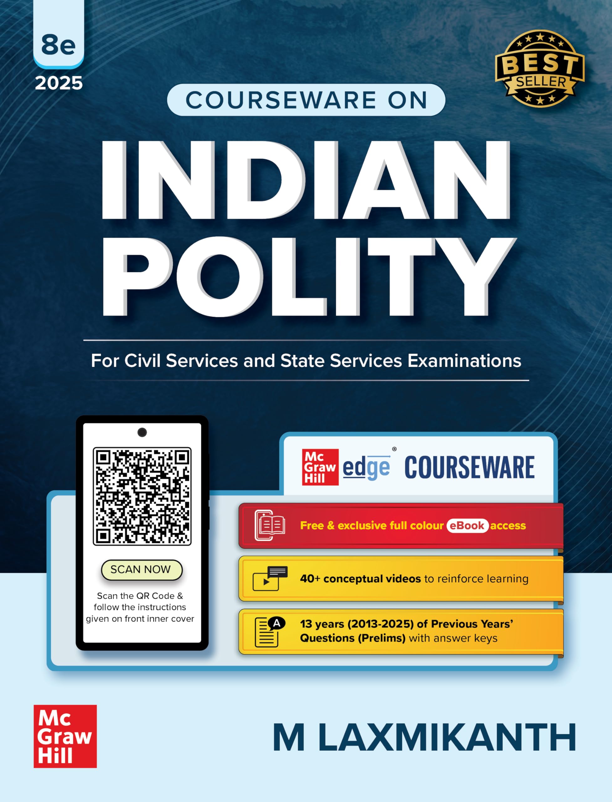 Indian Polity Courseware (English), 8e by M Laxmikanth for UPSC 2026 | 40+ Conceptual Videos | Colour eBook | Solved 13 Years Pr