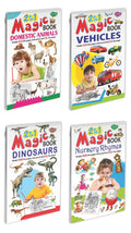 2 In 1 Magic Book Of FruitsVegetables, FlowersVehicles, Domestic AnimalsWild Animals And AlphabetNursery Rhymes, Set Of 4 Bo