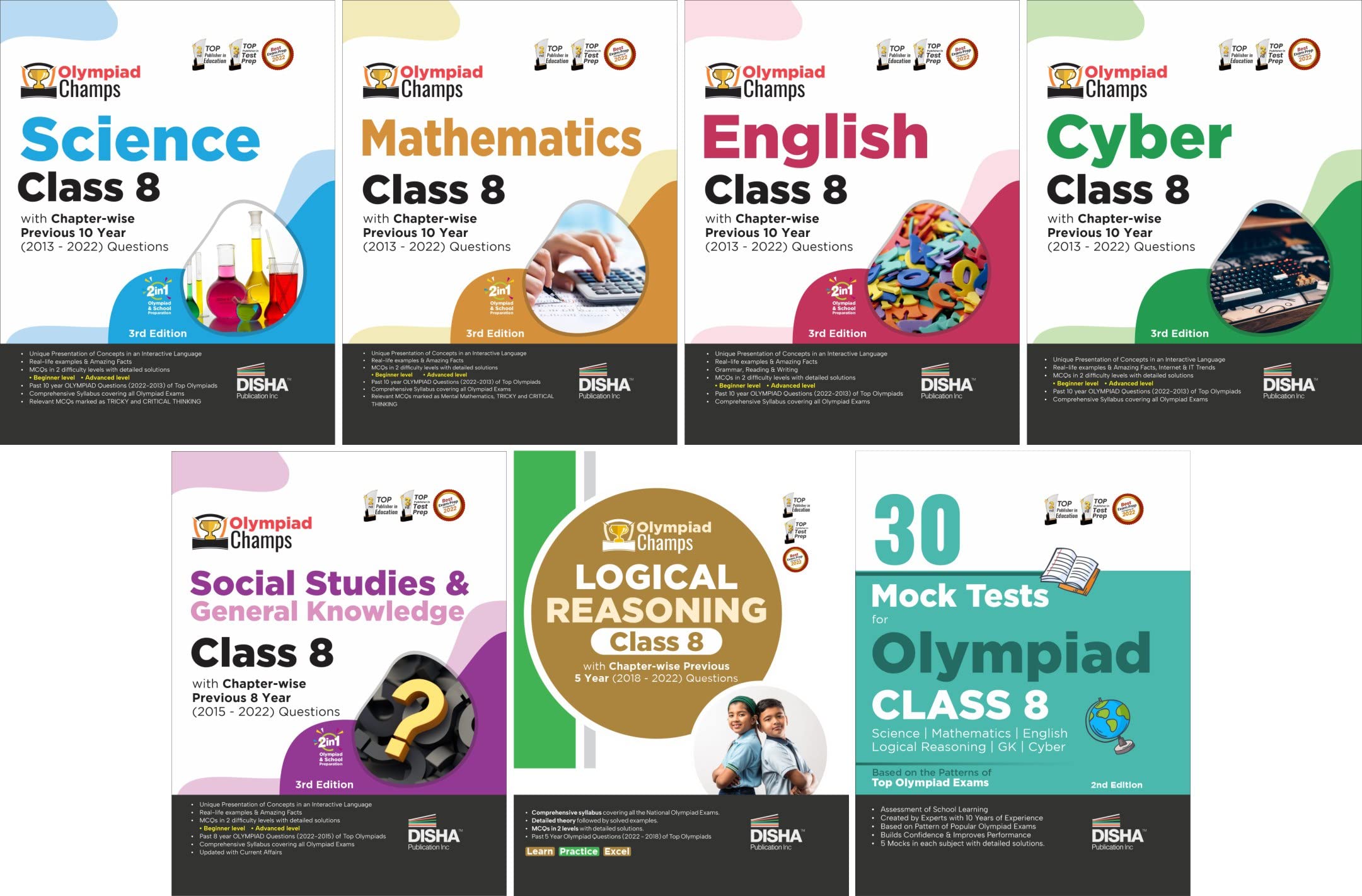 Olympiad Champs Science, Mathematics, English, Cyber & Gk Class 8 With 30 Mock Tests (Set Of 6 Books) 3Rd Edition