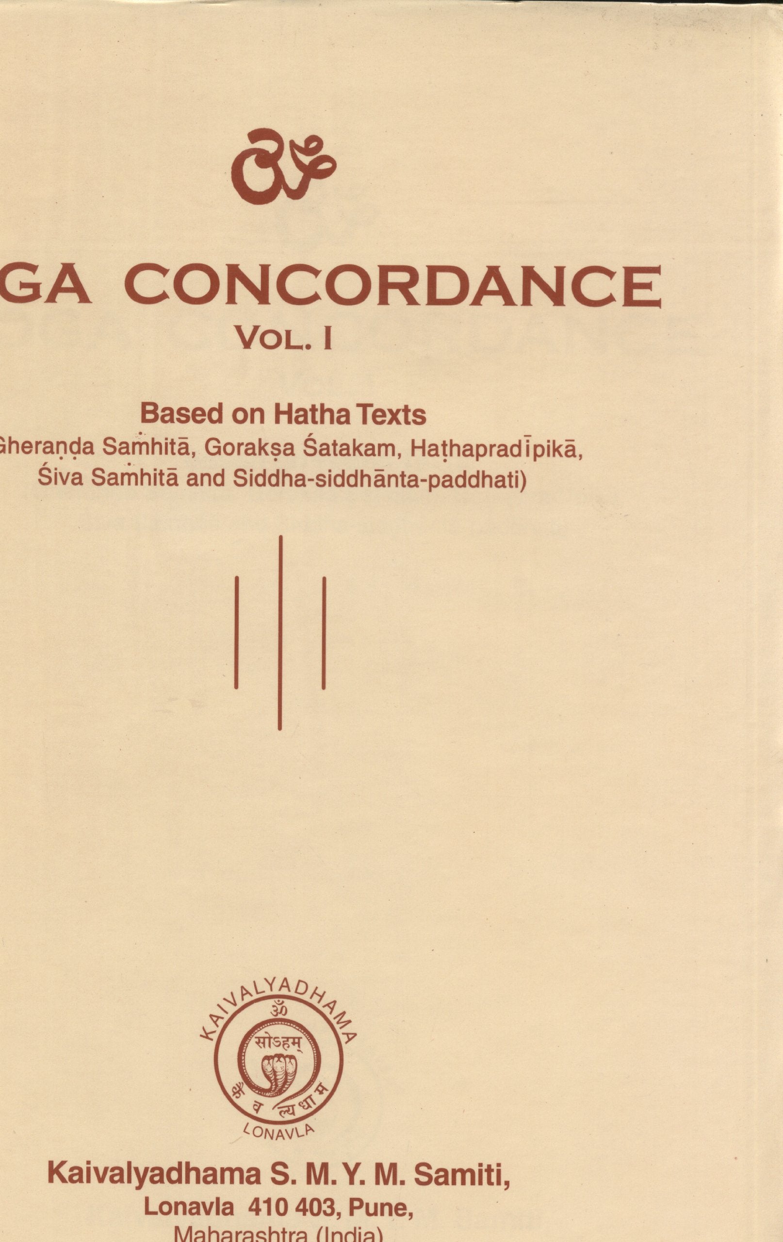 Yoga Concordance Vol 1