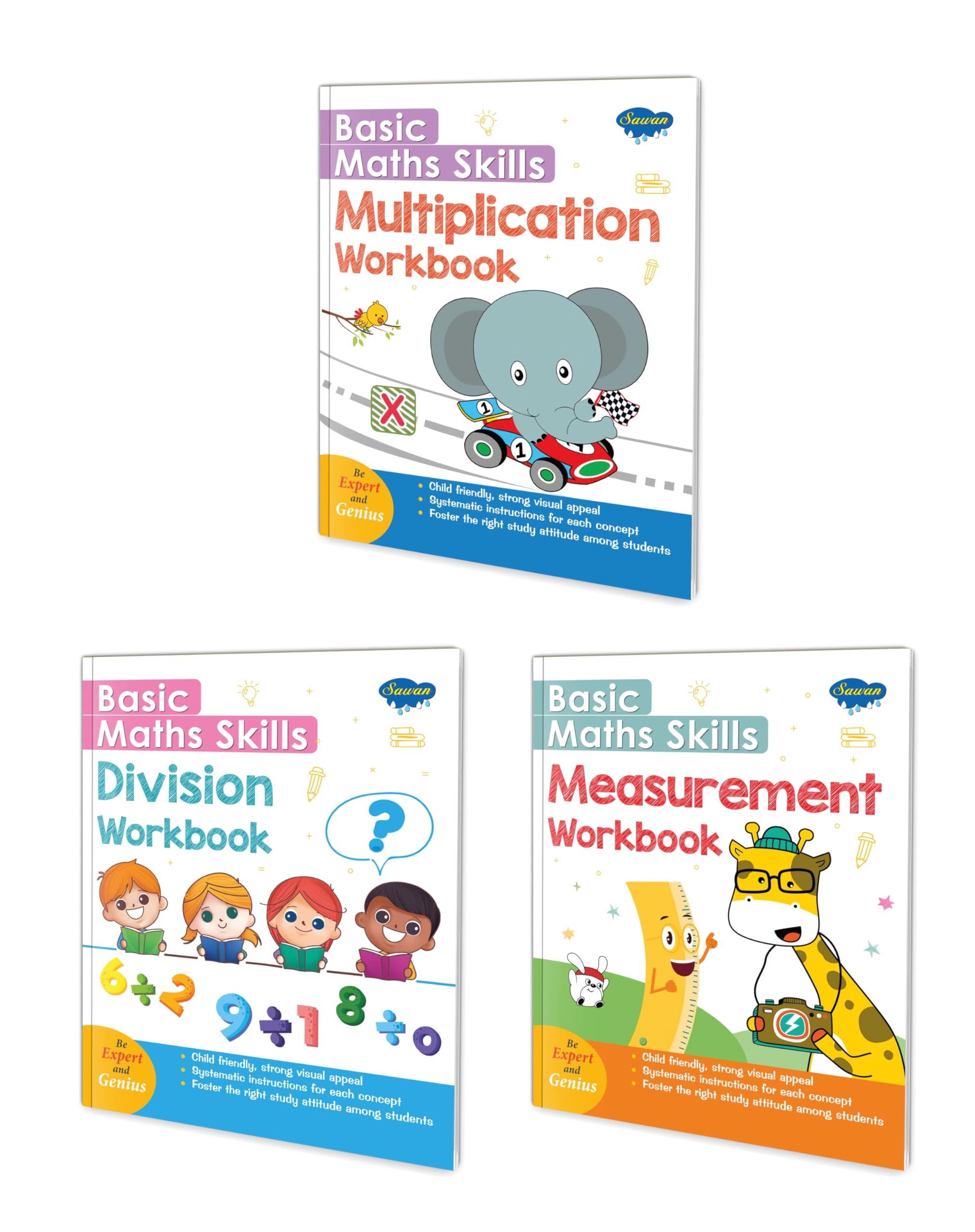 Basic maths skills workbook | set of 3 books | Multiplication ,Division , Measurement |Dimensional Discoveries: A Trio of Mathe