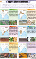 Stg24 | Teachingnest | Types Of Soil In India Chart (58X90 Cm) | English | General Science Charts | With Rollers [Wall Chart] Ge