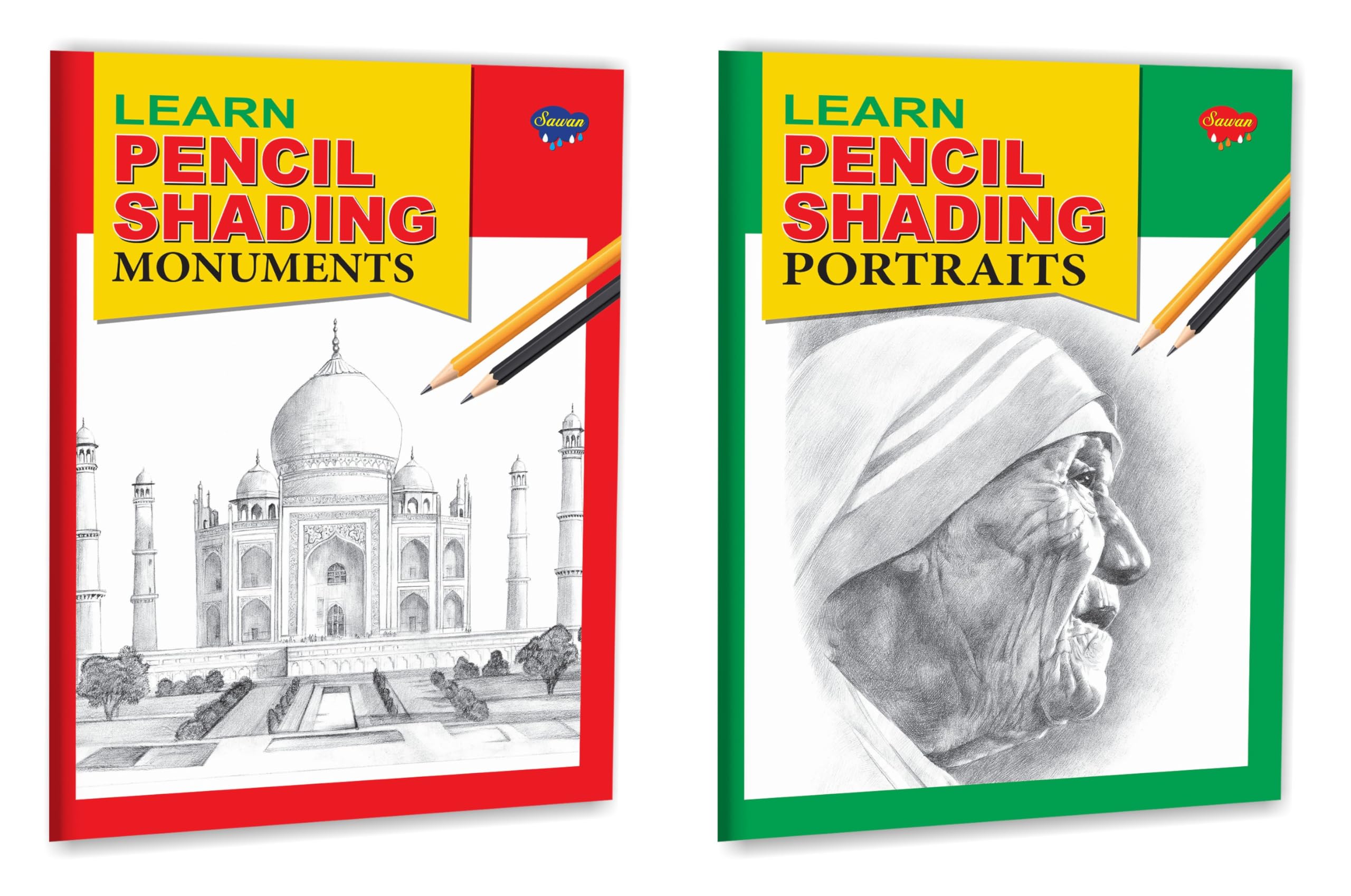 Set Of 2 Books, Learn Pencil Shading Portraits And Learn Pencil Shading Monuments