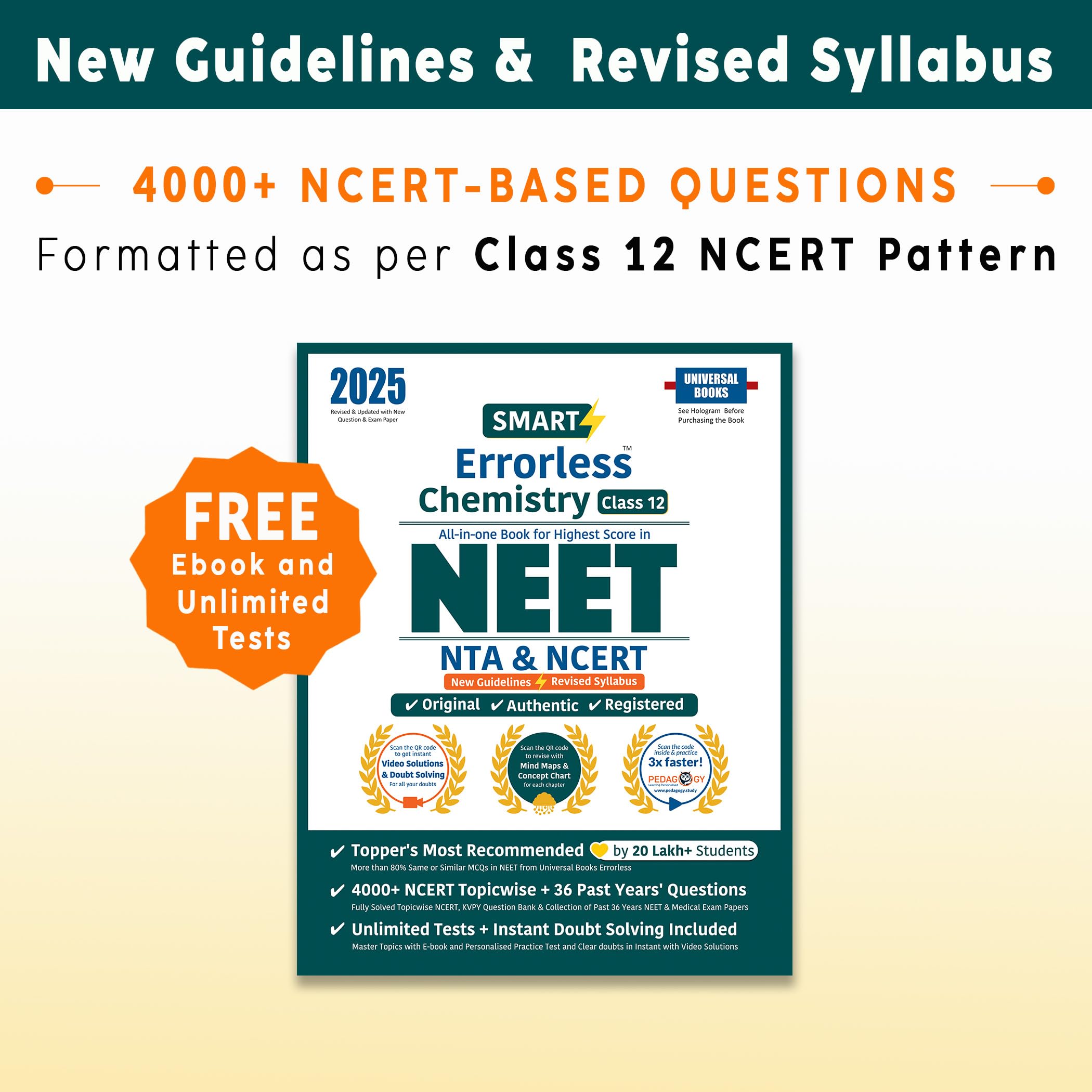 Smart Errorless Chemistry NEET Class 12 (2025)  NCERT Based | 4000+ NCERT & New Pattern Questions | 36 Past Years Papers | Revi