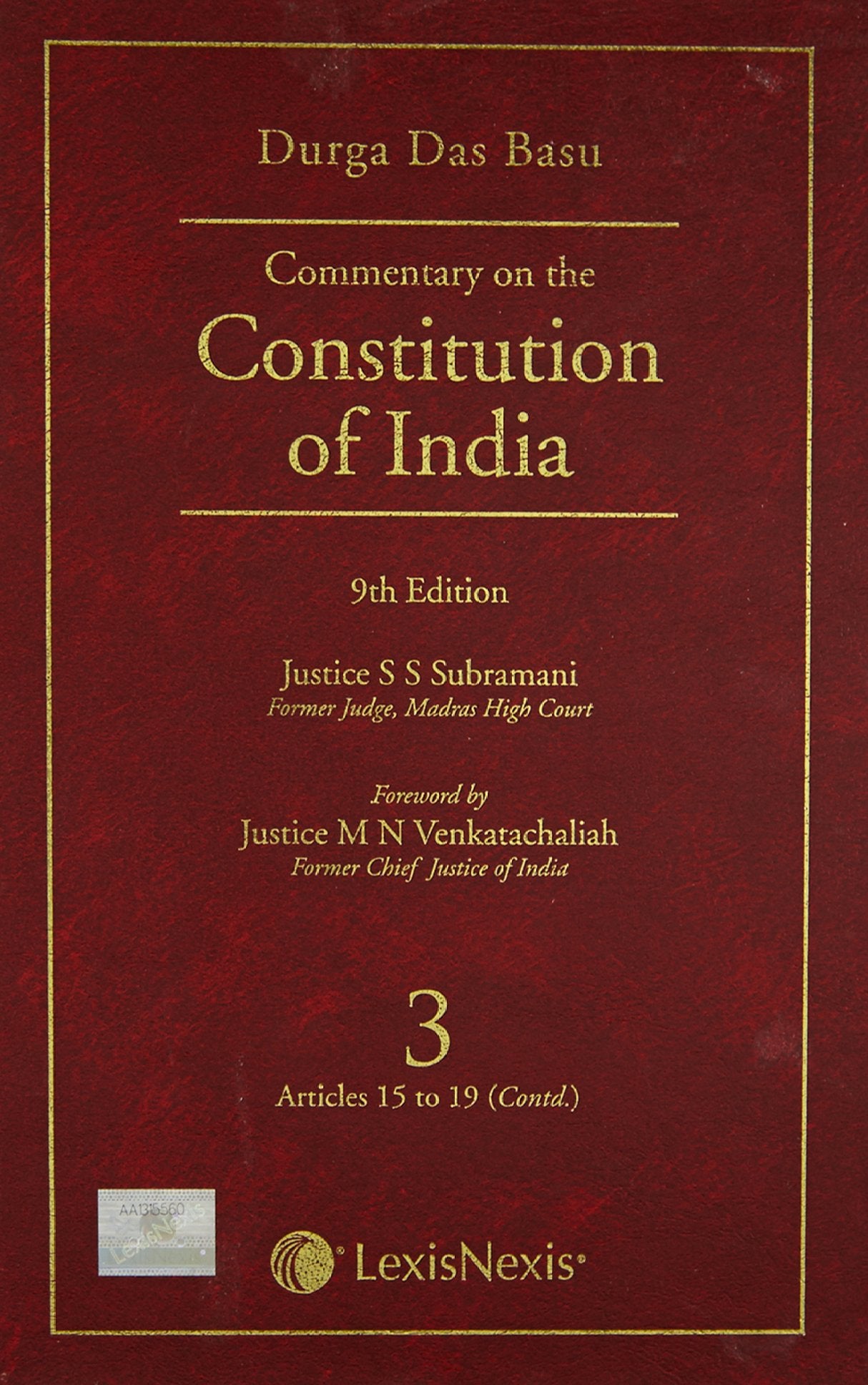 Commentary On The Constitution Of India; Vol 3 ; (Covering Articles 15 To 19 (Contd.))