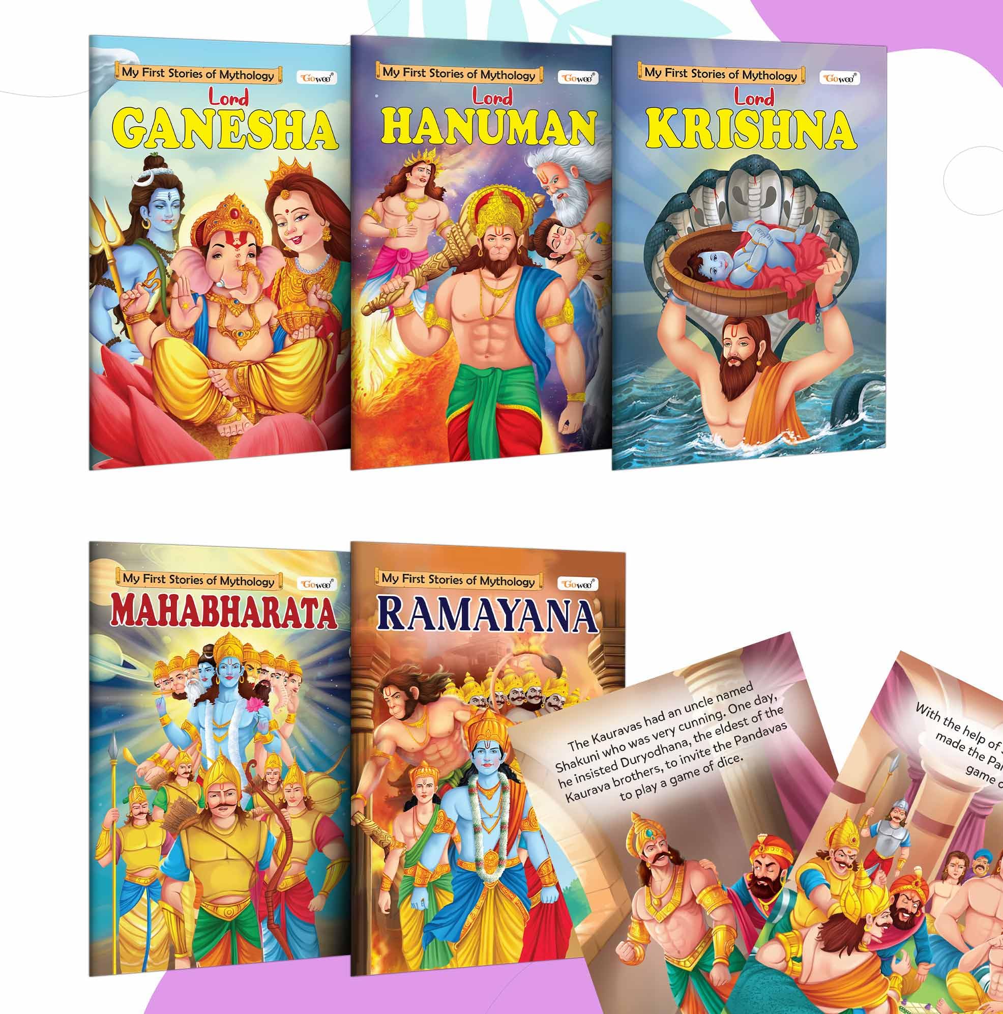 Ganesha, Hanuman, Krishna, Mahabharat and Ramayan  My First Mythology Story : illustrated Indian epic stories, Toddler learning