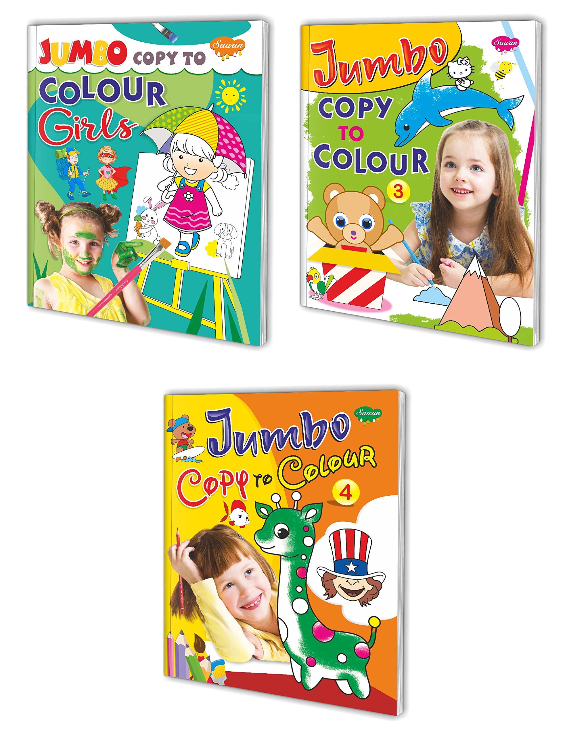 Ultimate Copy Colour Books | Pack Of 3 Books (V2) | Super Jumbo Combo For Collecters And Library Colouring Books